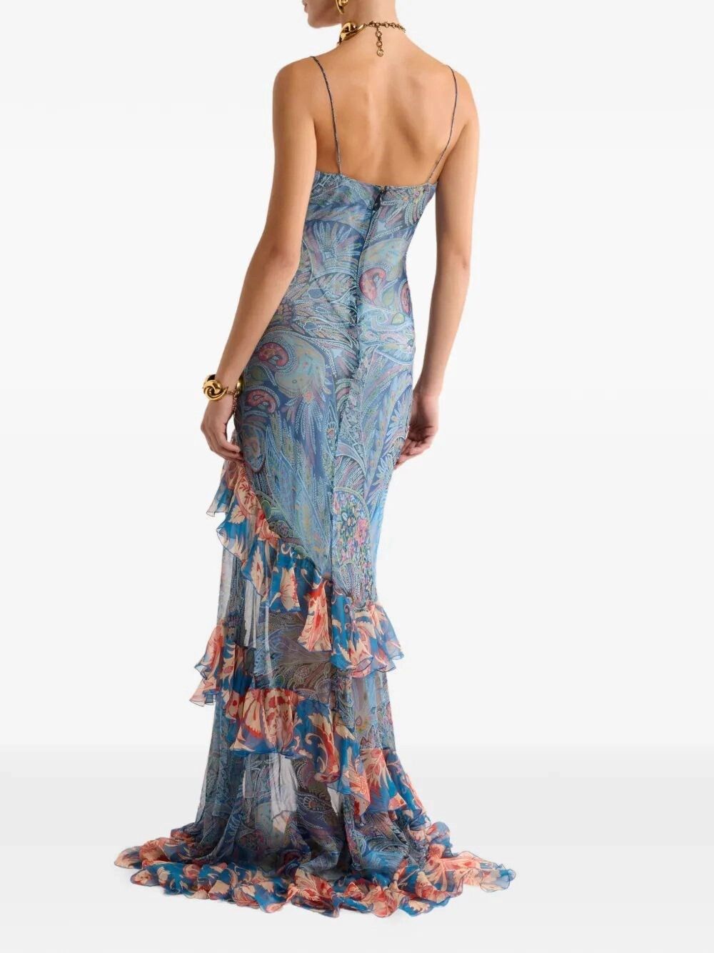 Etro Long Wide Dress With Ruffles At The Hem Size M / US 6-8 / IT 42-44 - 4 Thumbnail