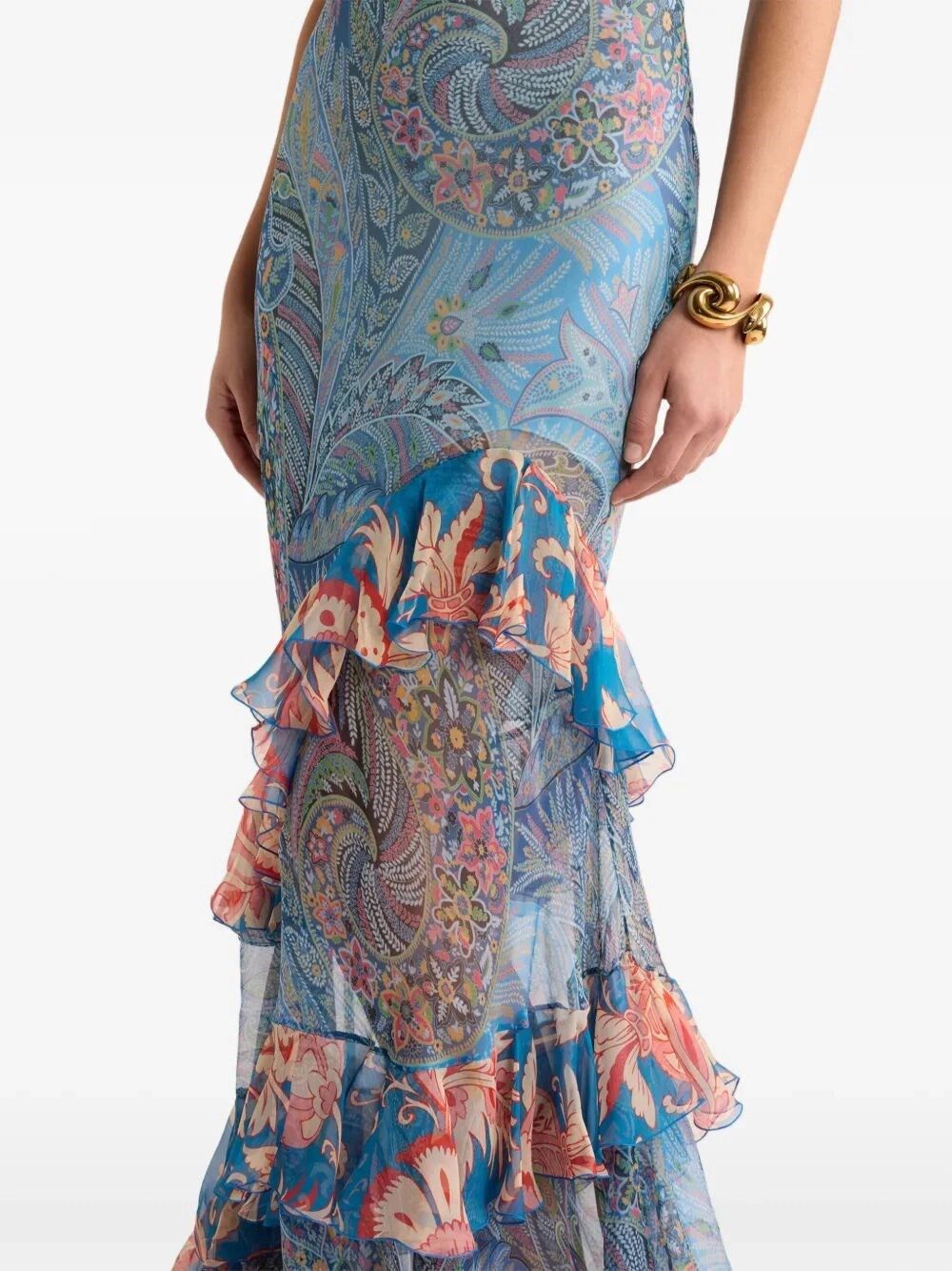 Etro Long Wide Dress With Ruffles At The Hem Size M / US 6-8 / IT 42-44 - 5 Thumbnail