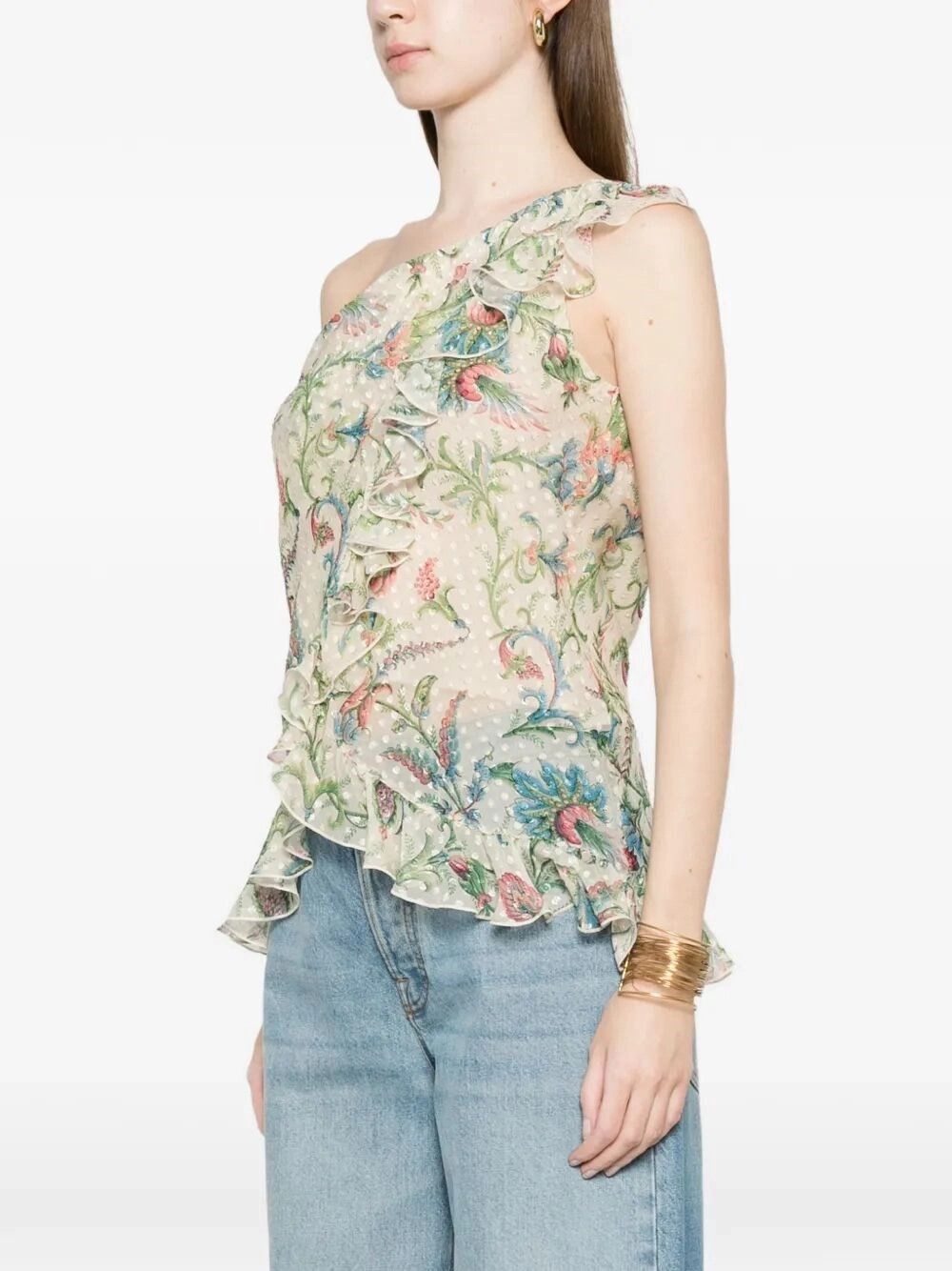 Etro One-Shoulder Top With Ruffles Size M / US 6-8 / IT 42-44 - 5 Thumbnail