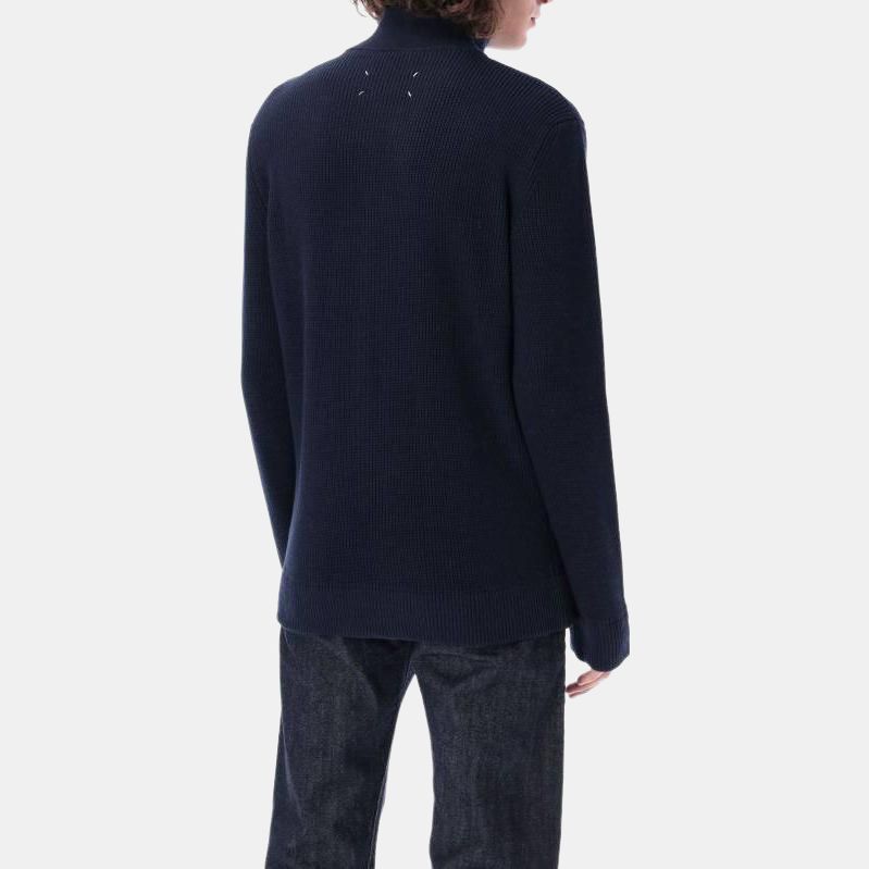 Maison Margiela Maison Margiela Navy Full-Zip Ribbed Knit Cardigan Size S Size US S / EU 44-46 / 1 - 8 Thumbnail