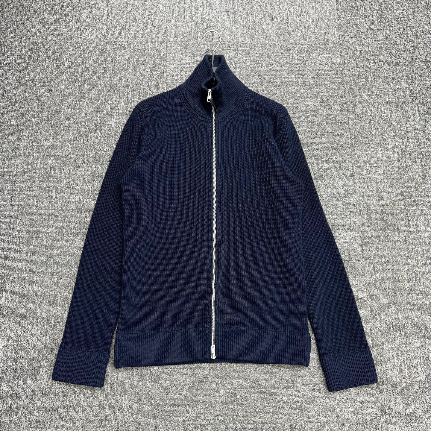 Maison Margiela Maison Margiela Navy Full-Zip Ribbed Knit Cardigan Size S Size US S / EU 44-46 / 1 - 5 Thumbnail