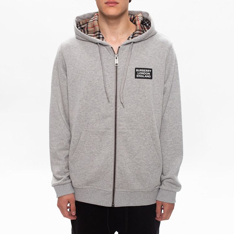 Burberry Burberry Check Lined Zip Hoodie Grey Size L Size US L / EU 52-54 / 3 - 17 Thumbnail