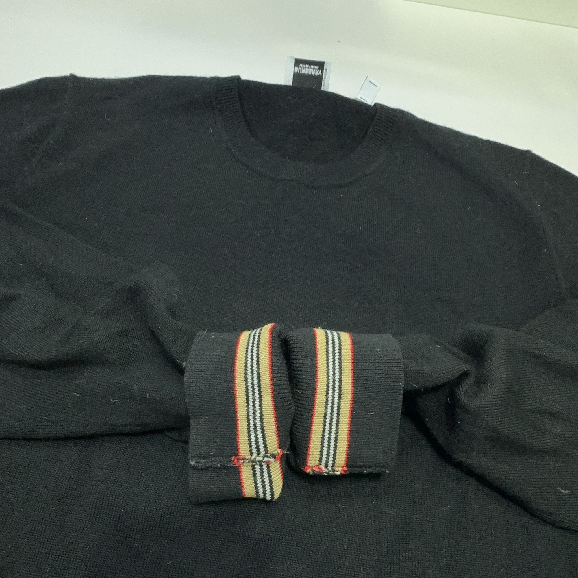 Burberry Burberry Iconic Stripe Trim Wool Sweater Size L Size US L / EU 52-54 / 3 - 10 Thumbnail