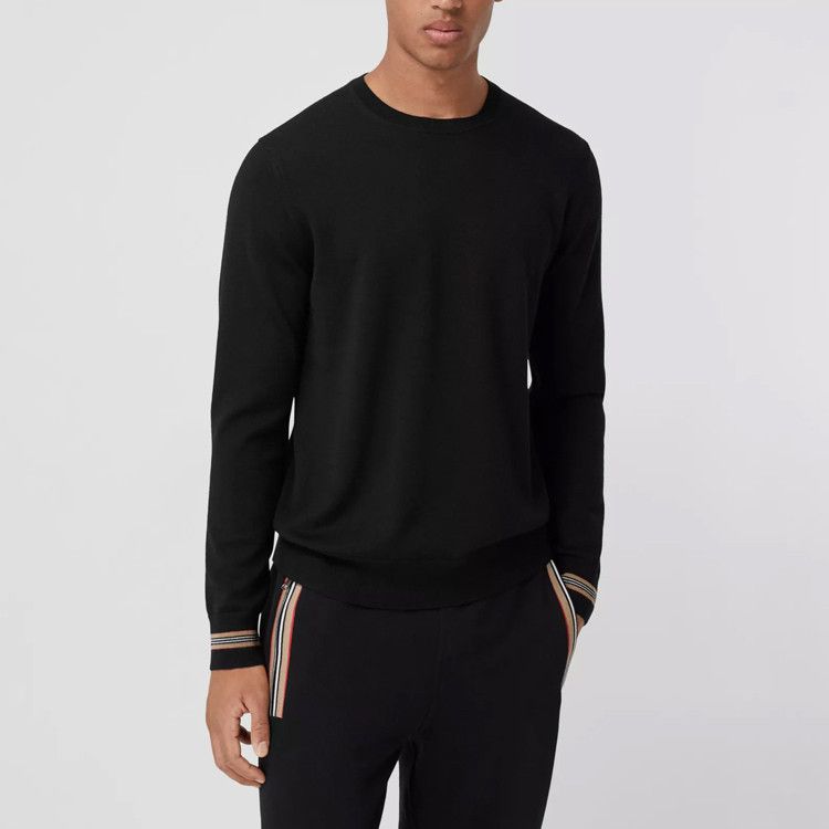 Burberry Burberry Iconic Stripe Trim Wool Sweater Size L Size US L / EU 52-54 / 3 - 15 Thumbnail