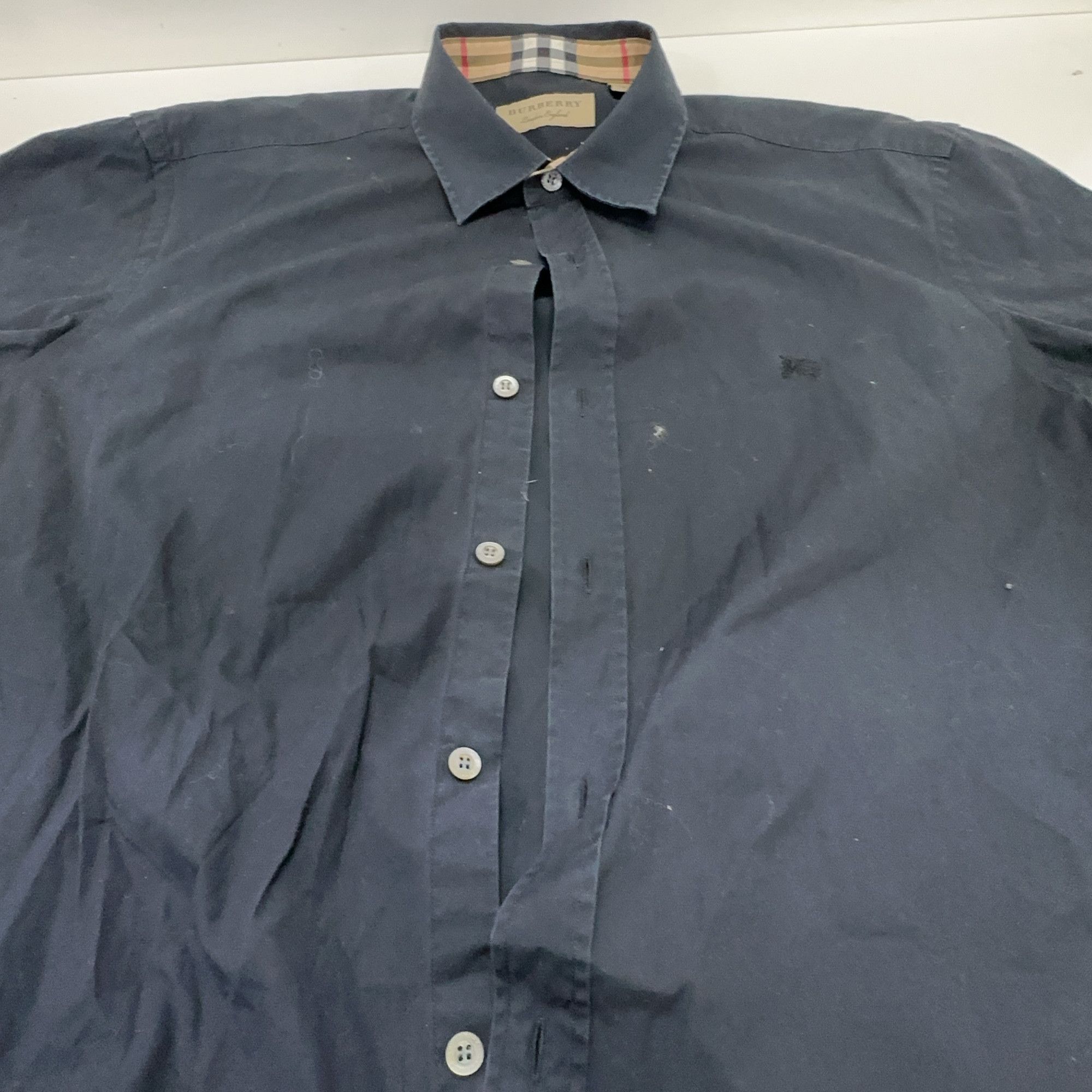 Burberry Burberry Check Collar Short Sleeve Shirt Size L Size US L / EU 52-54 / 3 - 6 Thumbnail