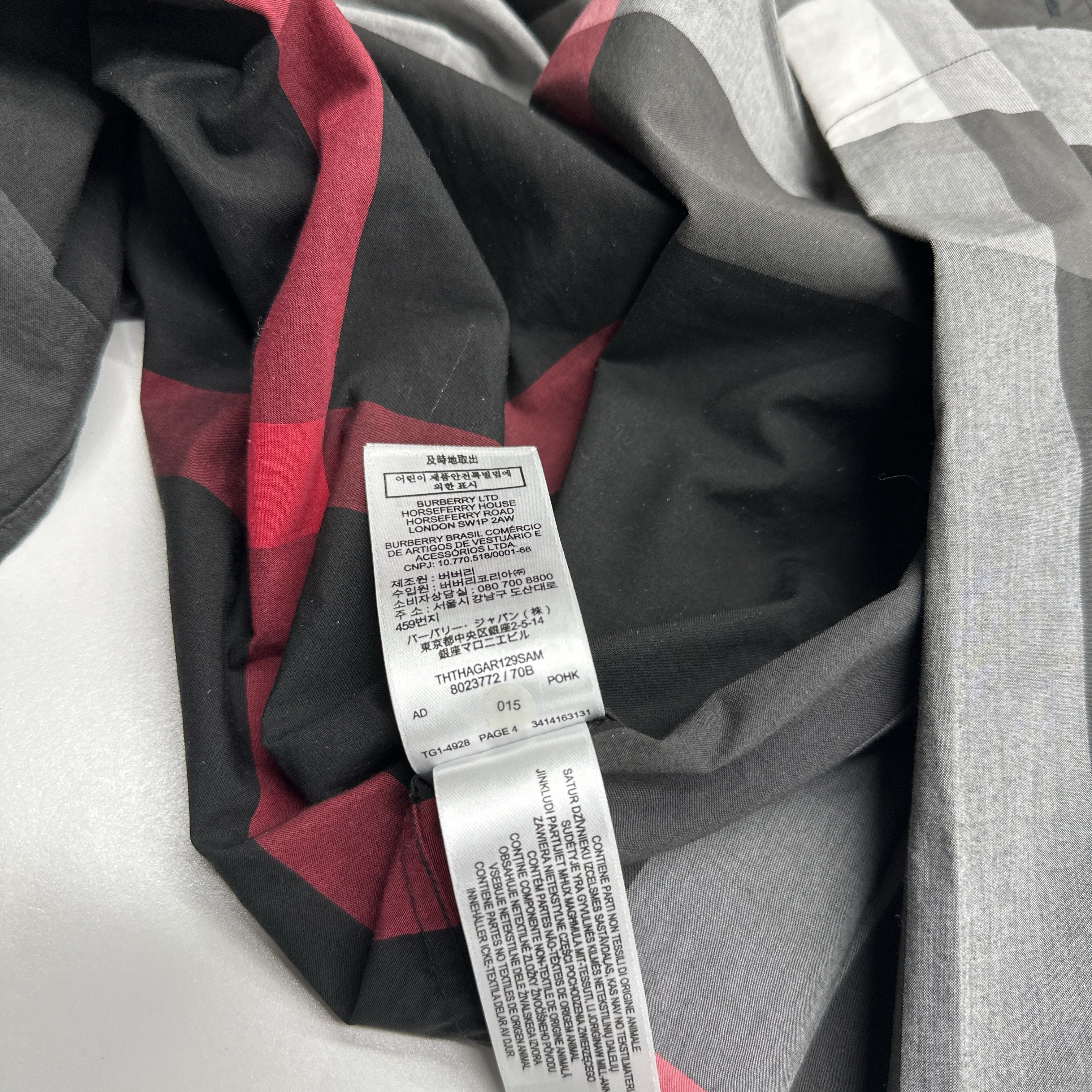 Burberry Burberry Charcoal Check Long Sleeve Shirt Size L Size US L / EU 52-54 / 3 - 4 Thumbnail