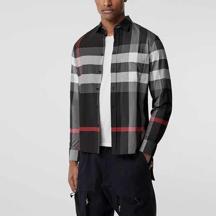 Burberry Burberry Charcoal Check Long Sleeve Shirt Size L Size US L / EU 52-54 / 3 - 15 Thumbnail