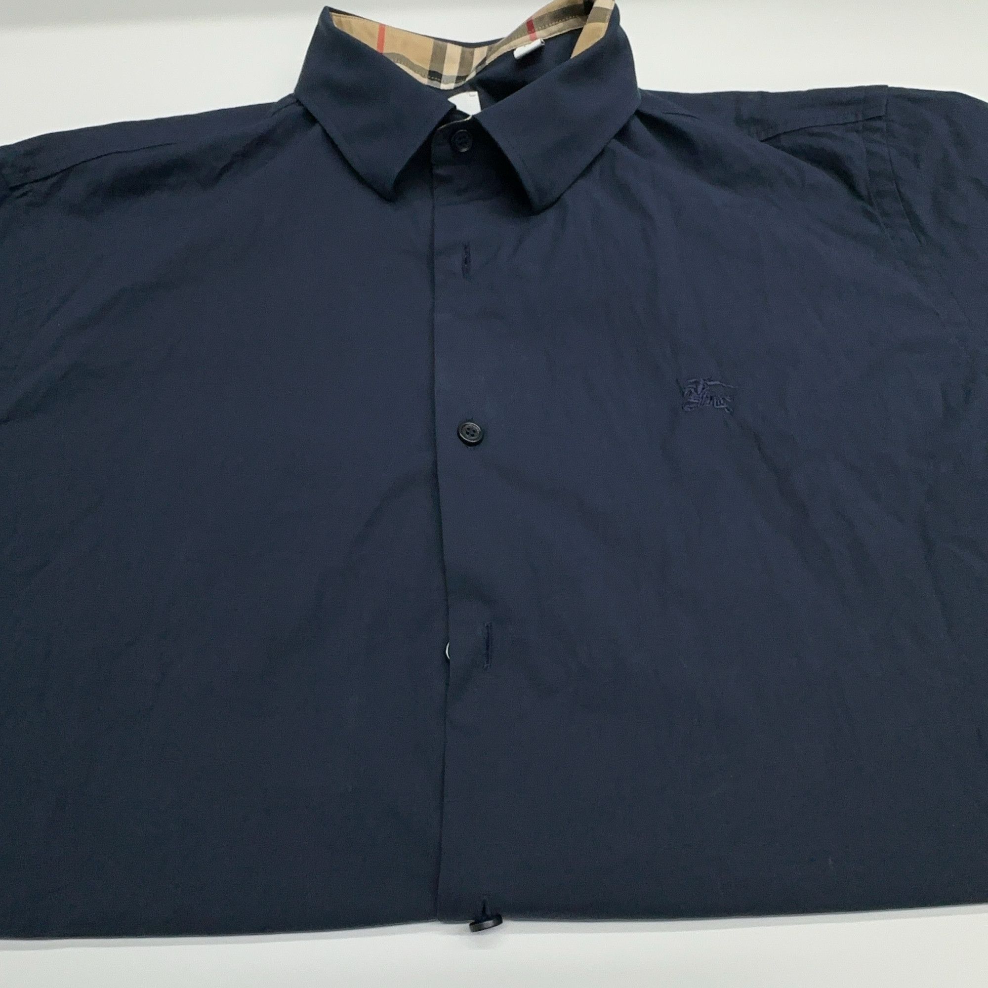 Burberry Burberry Navy Check Collar Shirt Size XL Size US XL / EU 56 / 4 - 6 Thumbnail
