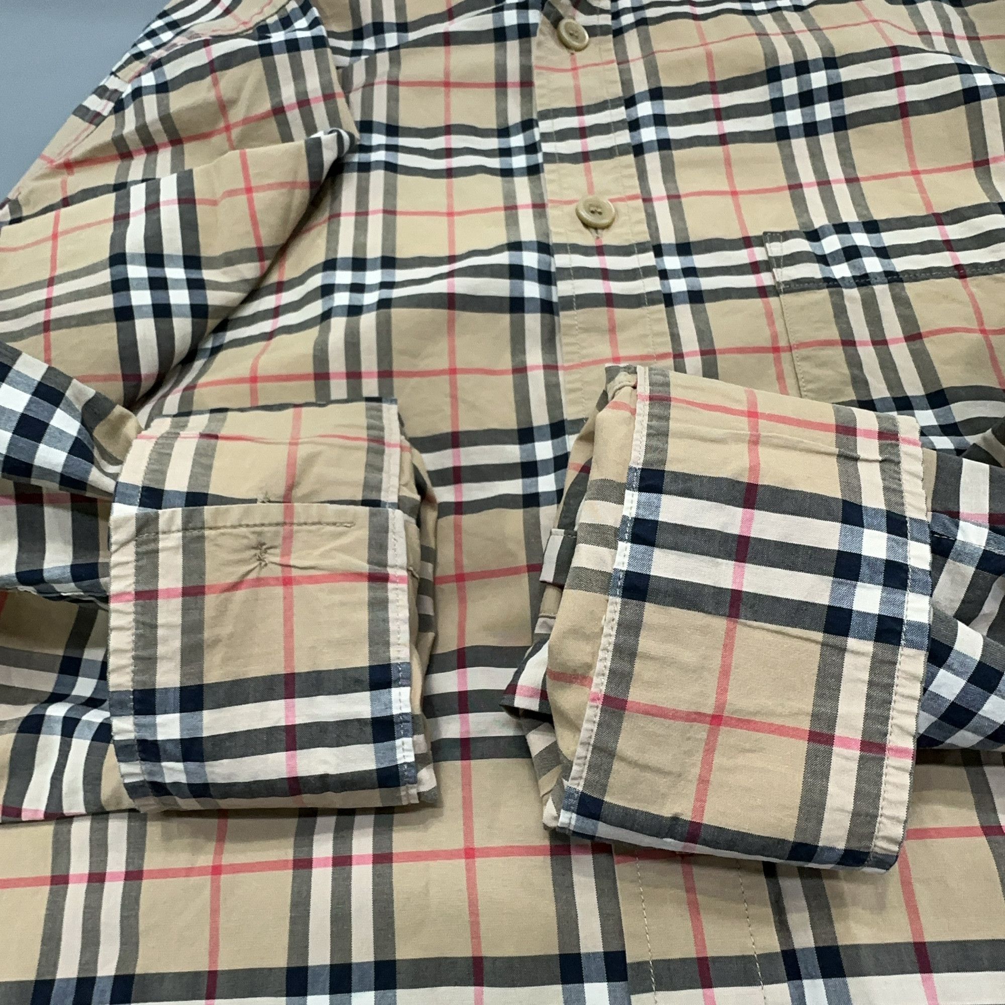 Burberry Burberry Beige Check Button Up Shirt Size L Size US L / EU 52-54 / 3 - 11 Thumbnail