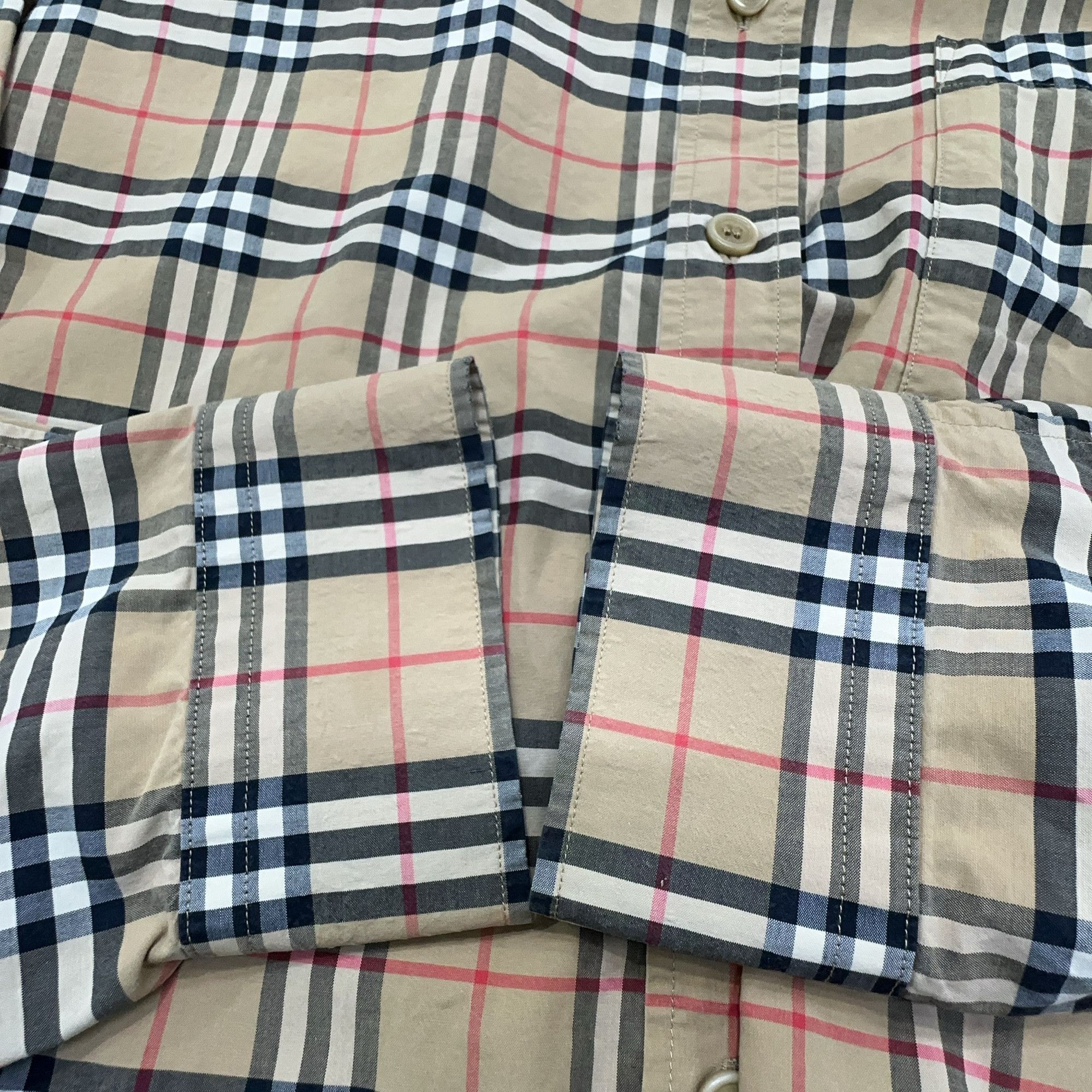 Burberry Burberry Beige Check Button Up Shirt Size L Size US L / EU 52-54 / 3 - 13 Thumbnail