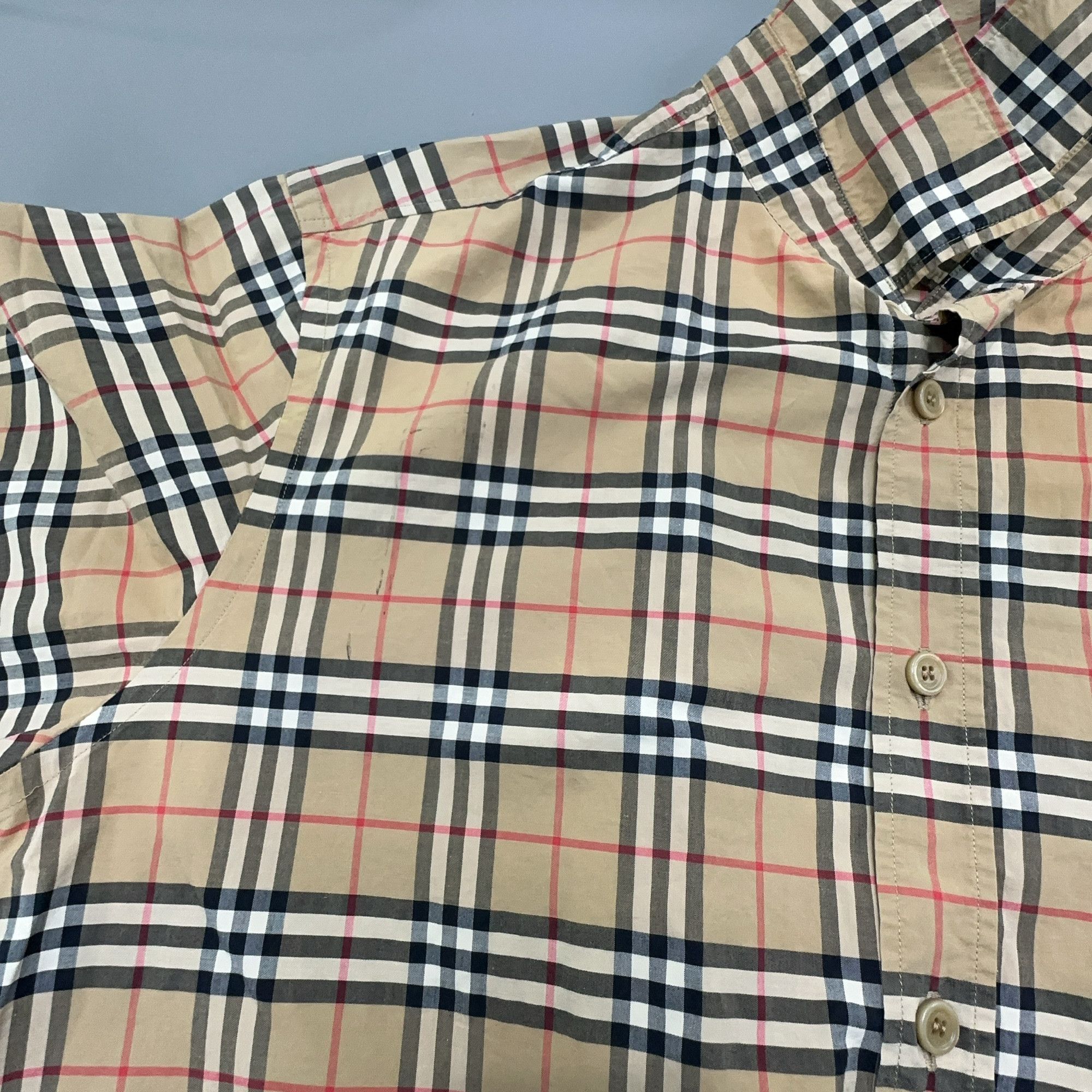 Burberry Burberry Beige Check Button Up Shirt Size L Size US L / EU 52-54 / 3 - 8 Thumbnail