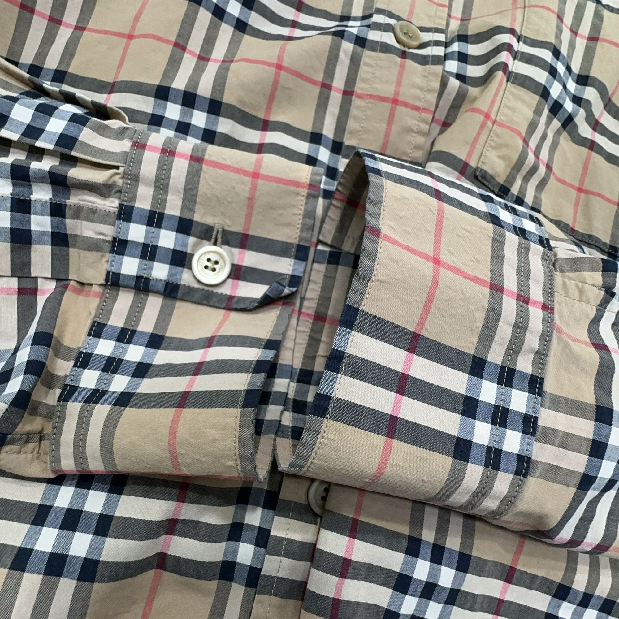 Burberry Burberry Beige Check Button Up Shirt Size L Size US L / EU 52-54 / 3 - 7 Thumbnail