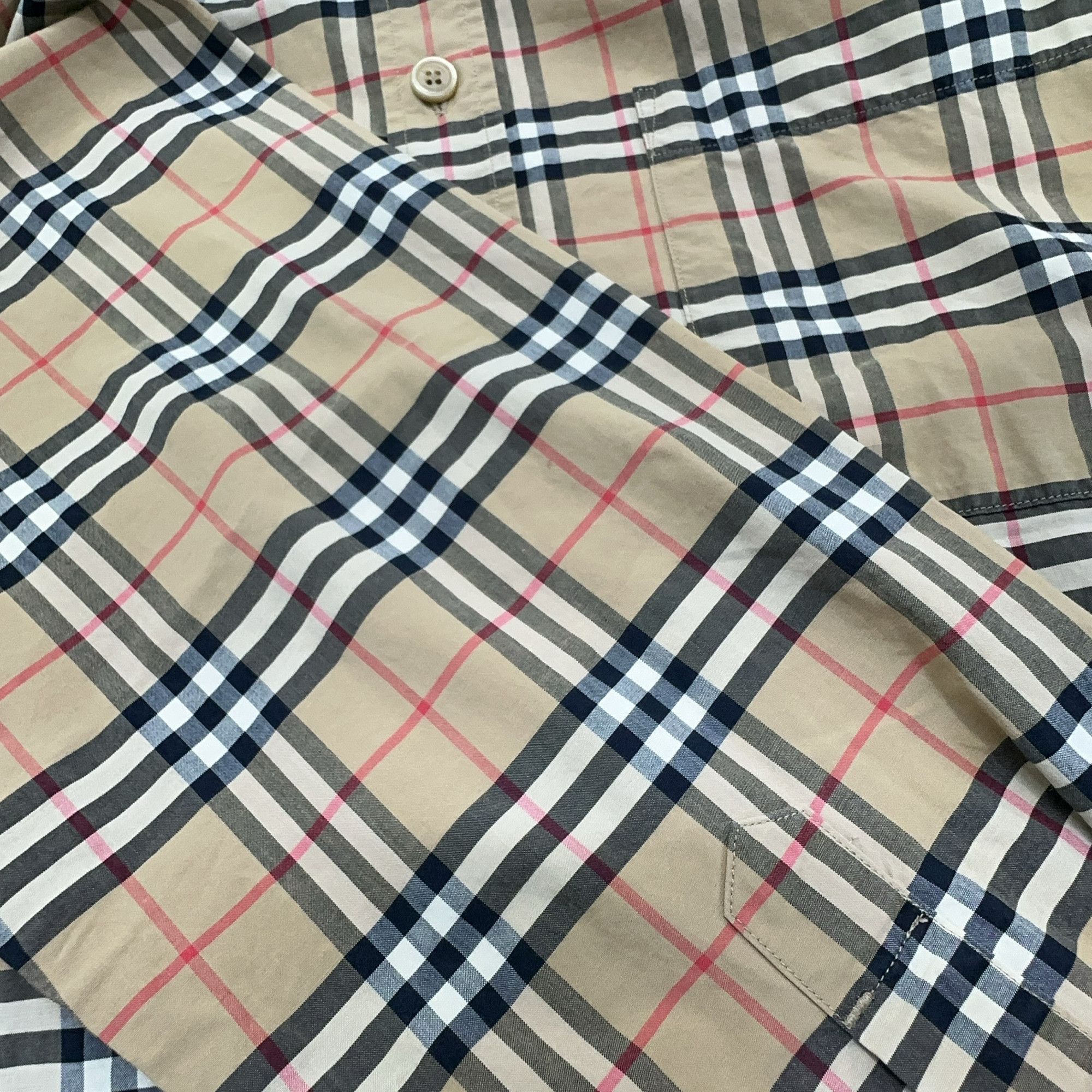 Burberry Burberry Beige Check Button Up Shirt Size L Size US L / EU 52-54 / 3 - 10 Thumbnail