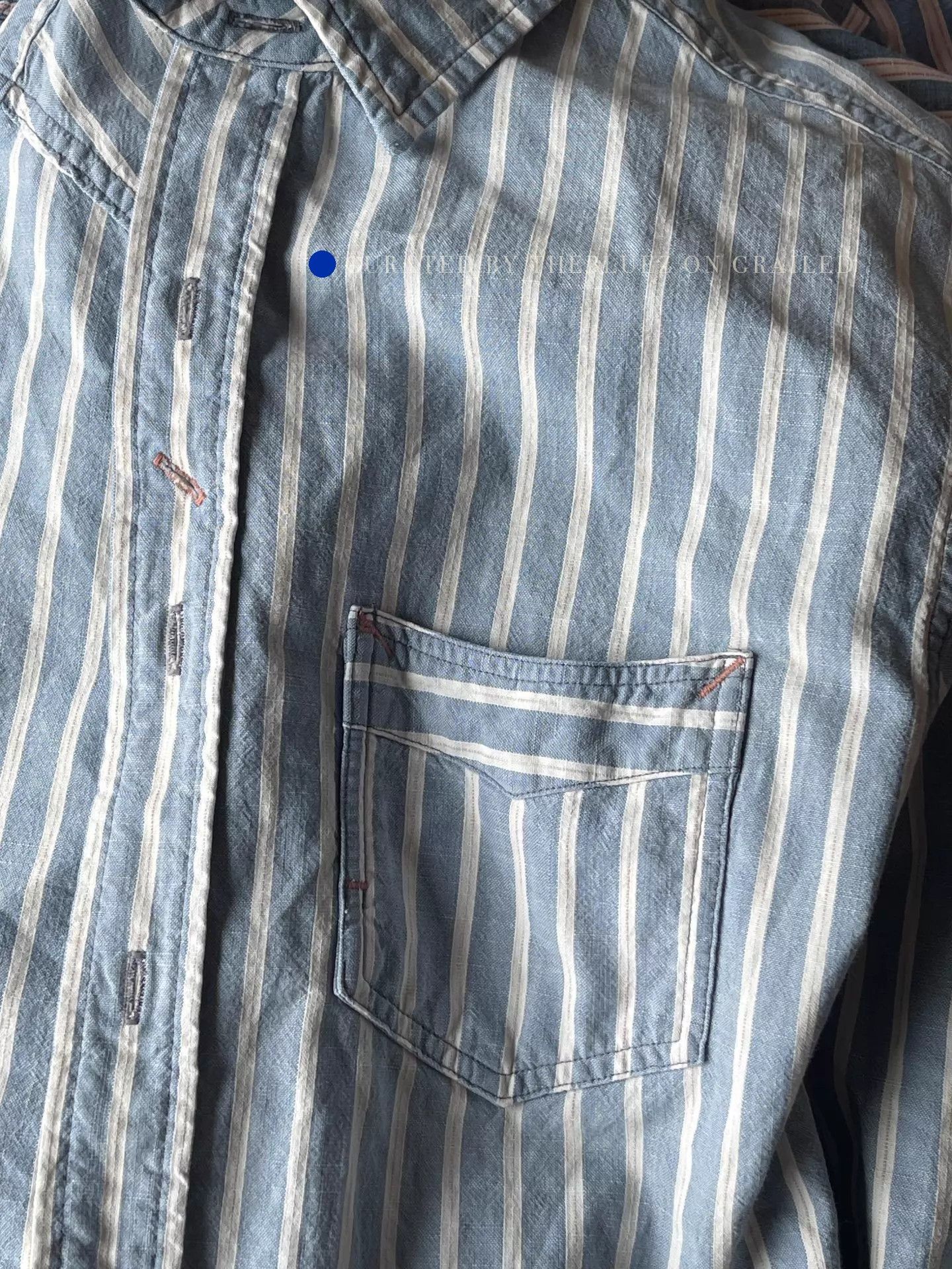 RRL Ralph Lauren Light Blue Vertical Stripe Western Shirt Size US S / EU 44-46 / 1 - 9 Thumbnail