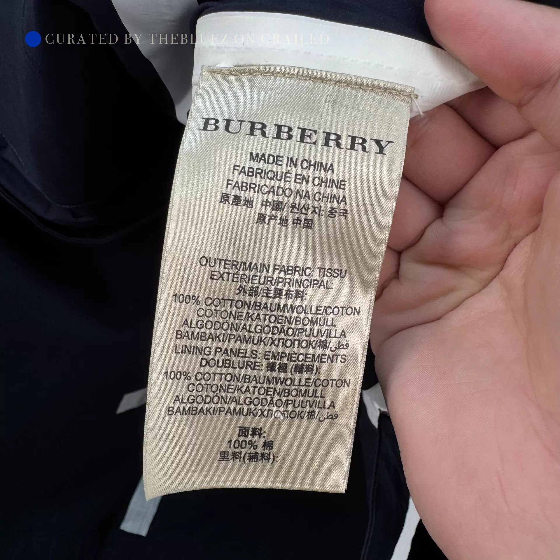 Burberry Navy Blue Trench Coat in Excellent Condition Size US L / EU 52-54 / 3 - 6 Thumbnail