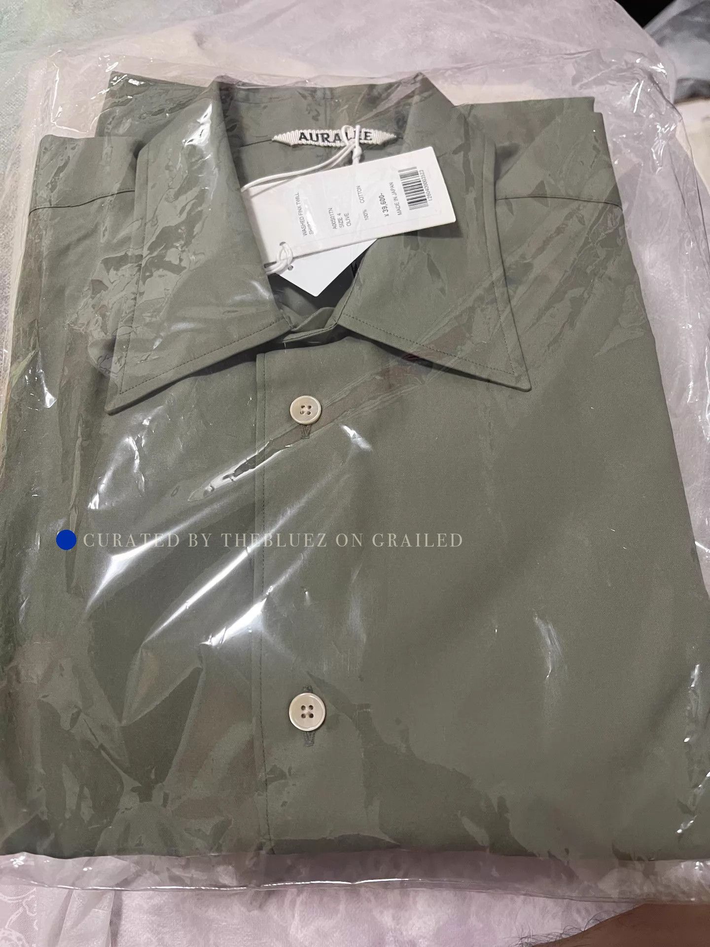 Auralee Washed Finx Twill Olive Button-Up Shirt Size US XL / EU 56 / 4 - 2 Thumbnail