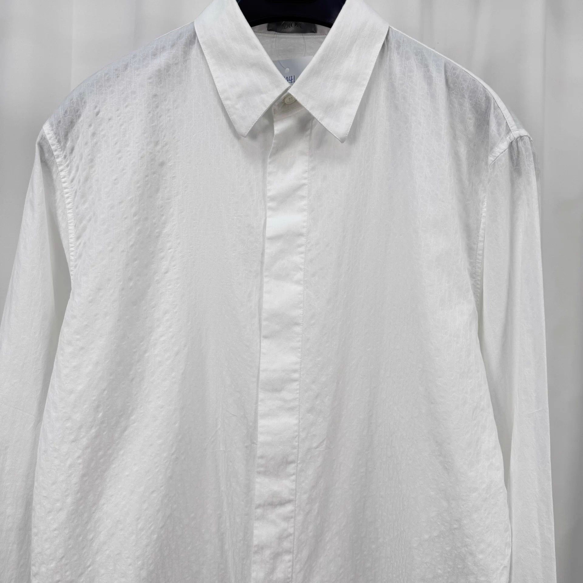 Dior Oblique Pattern Button-Up Shirt in White Size US M / EU 48-50 / 2 - 3 Thumbnail