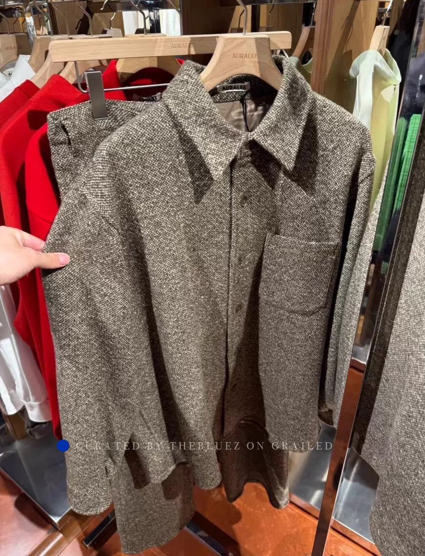 Auralee Soft Brown Tweed Knit Jacket in Size L Size US L / EU 52-54 / 3 - 3 Thumbnail