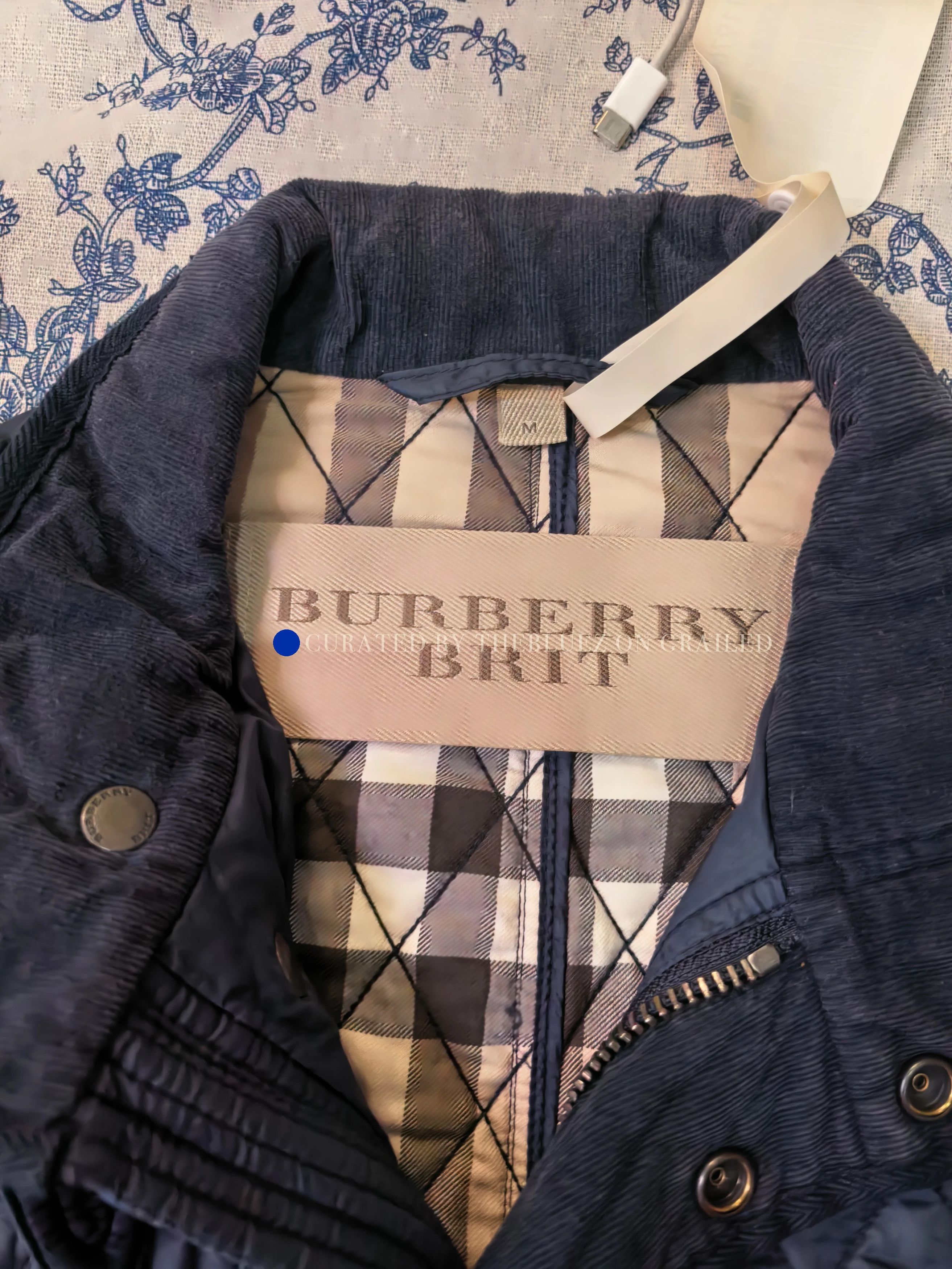 Burberry Navy Check Lined Cotton Hunting Jacket Size US M / EU 48-50 / 2 - 2 Thumbnail