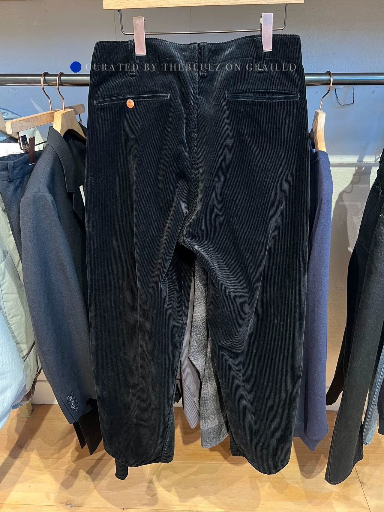 Comoli Thick Black Corduroy Casual Pants Size US 32 / EU 48 - 5 Thumbnail
