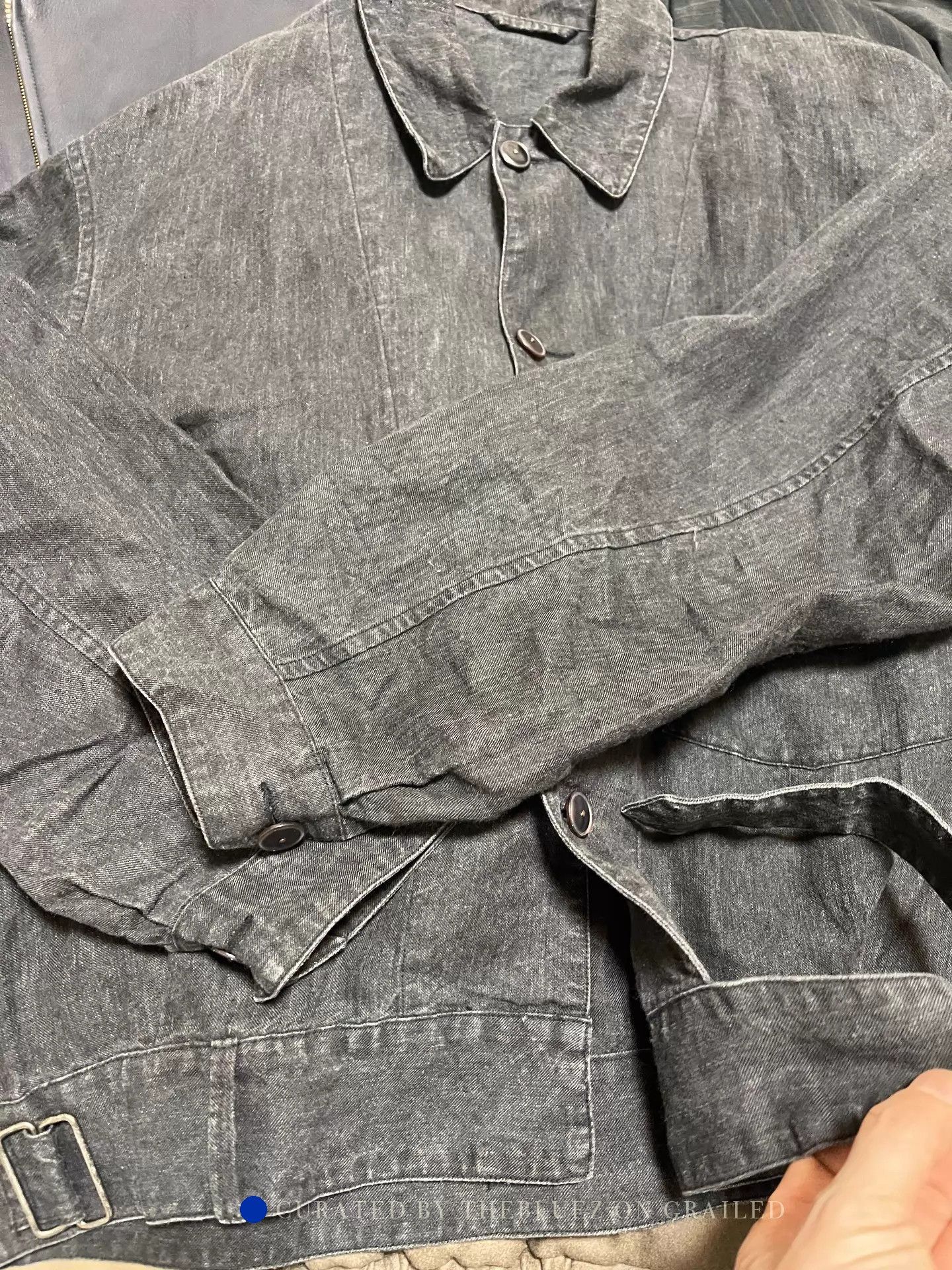 Comoli Black Dyed Linen Jacket in Size L Size US L / EU 52-54 / 3 - 6 Thumbnail