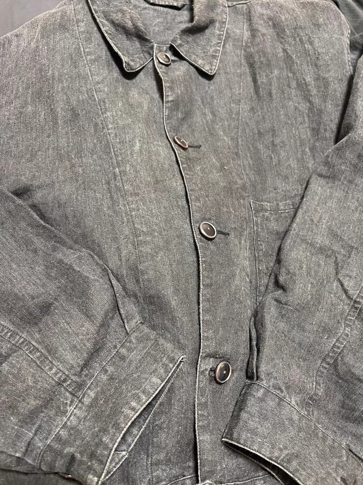 Comoli Black Dyed Linen Jacket in Size L Size US L / EU 52-54 / 3 - 3 Thumbnail
