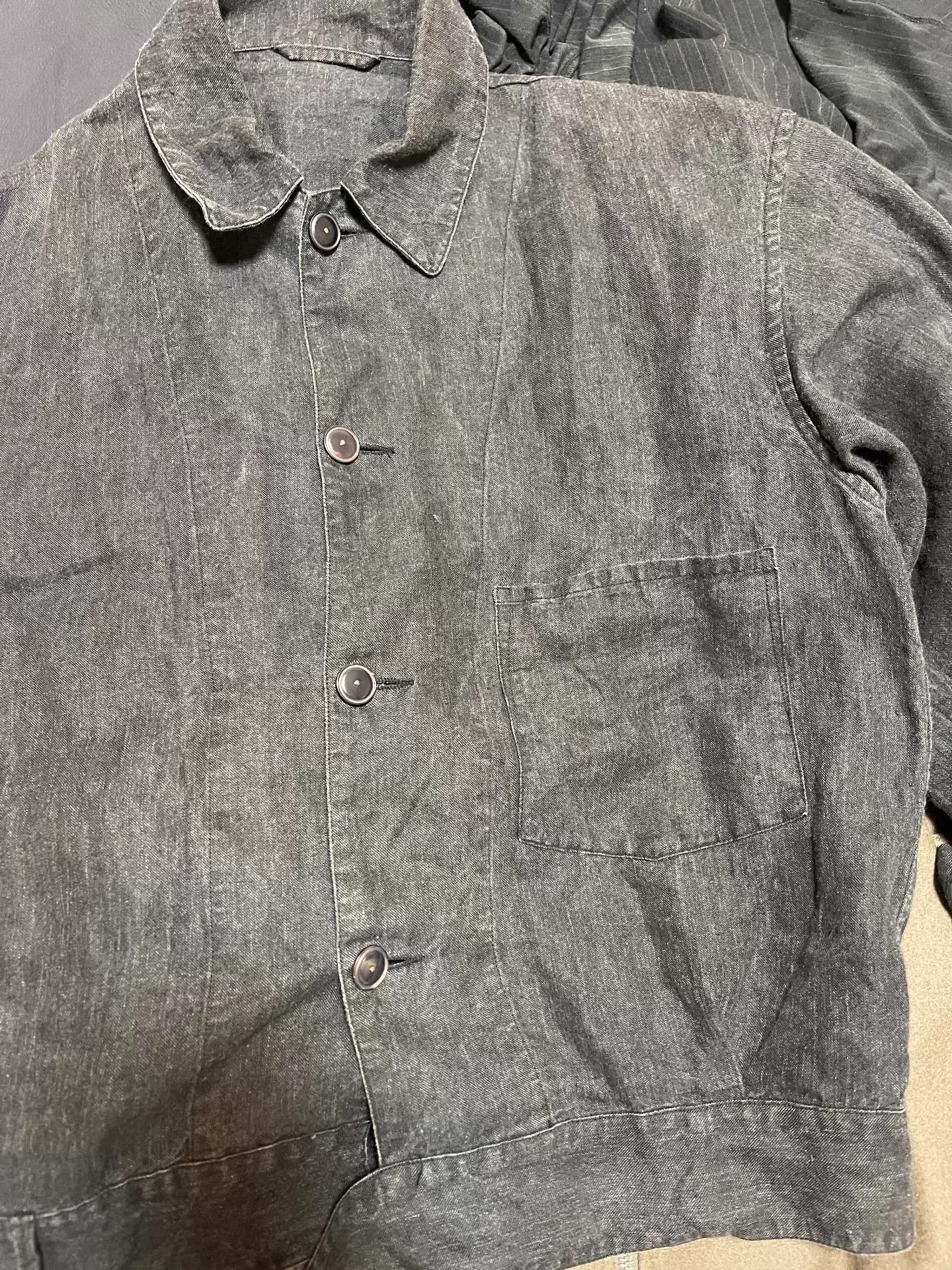 Comoli Black Dyed Linen Jacket in Size L Size US L / EU 52-54 / 3 - 9 Thumbnail