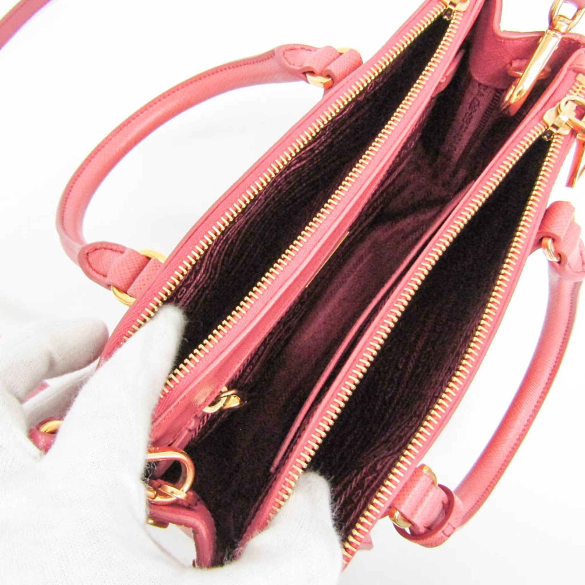 Prada Prada Saffiano Galleria BN2316 Women's Leather Handbag,Shoulder Bag Pink Size ONE SIZE - 4 Thumbnail