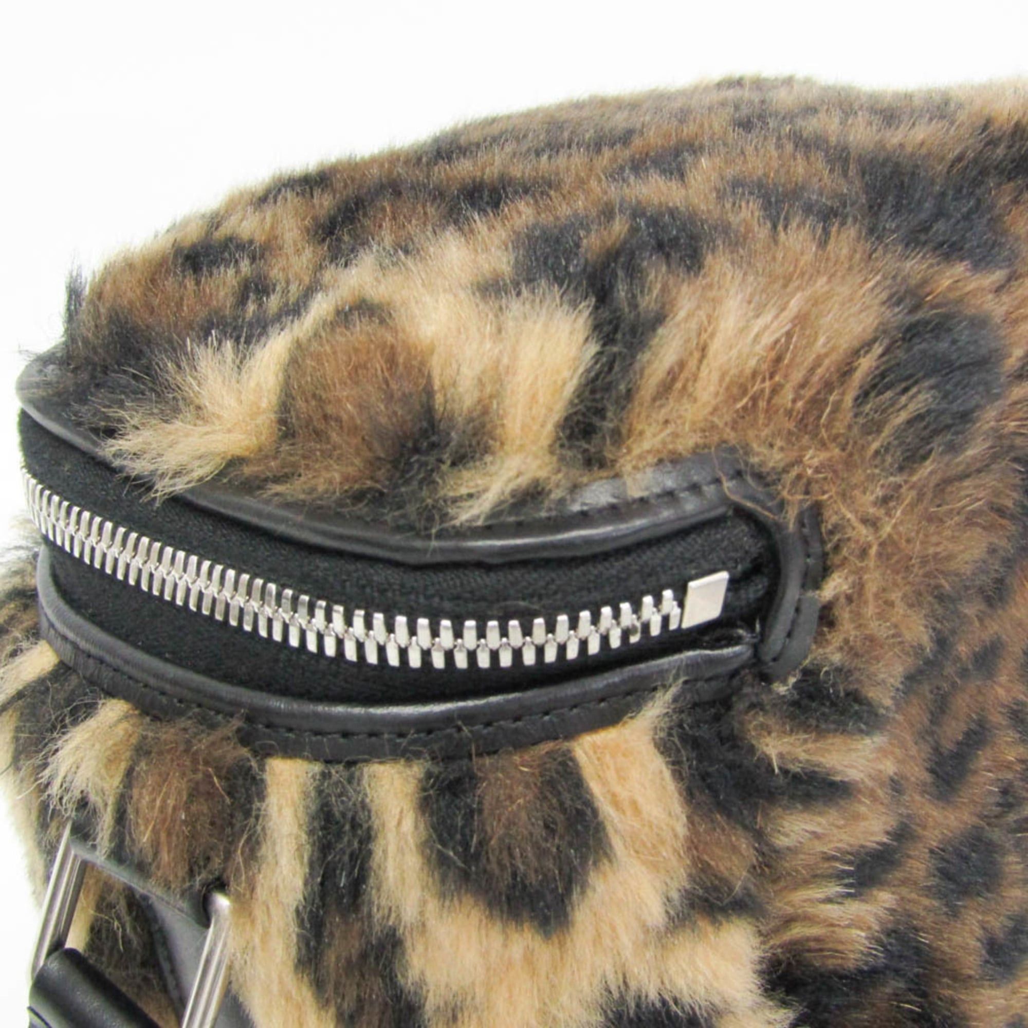 Celine Celine Fluffy Box Leopard Women's Leather,Faux Fur Shoulder Bag Beige,Black Size ONE SIZE - 5 Thumbnail