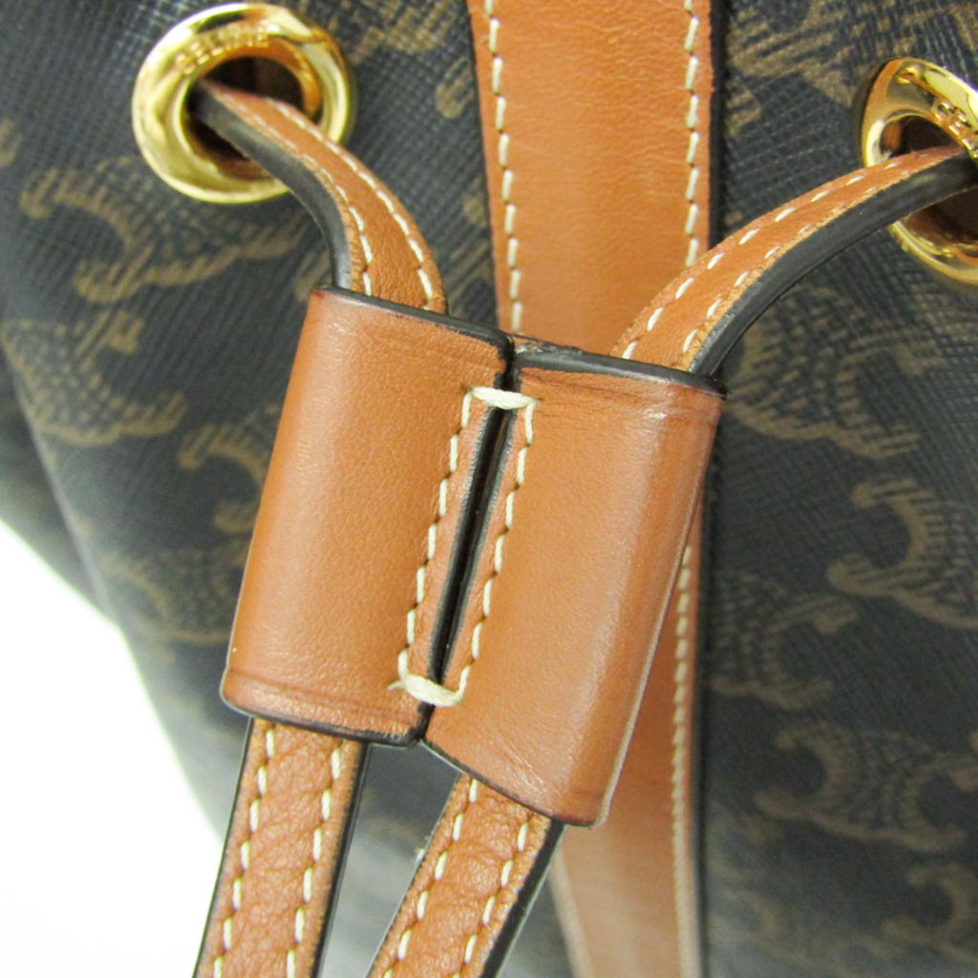 Celine Celine Triomphe Medium Sailor Bag Women,Men PVC,Leather Shoulder Bag Brown,Dark Brown Size ONE SIZE - 13 Thumbnail