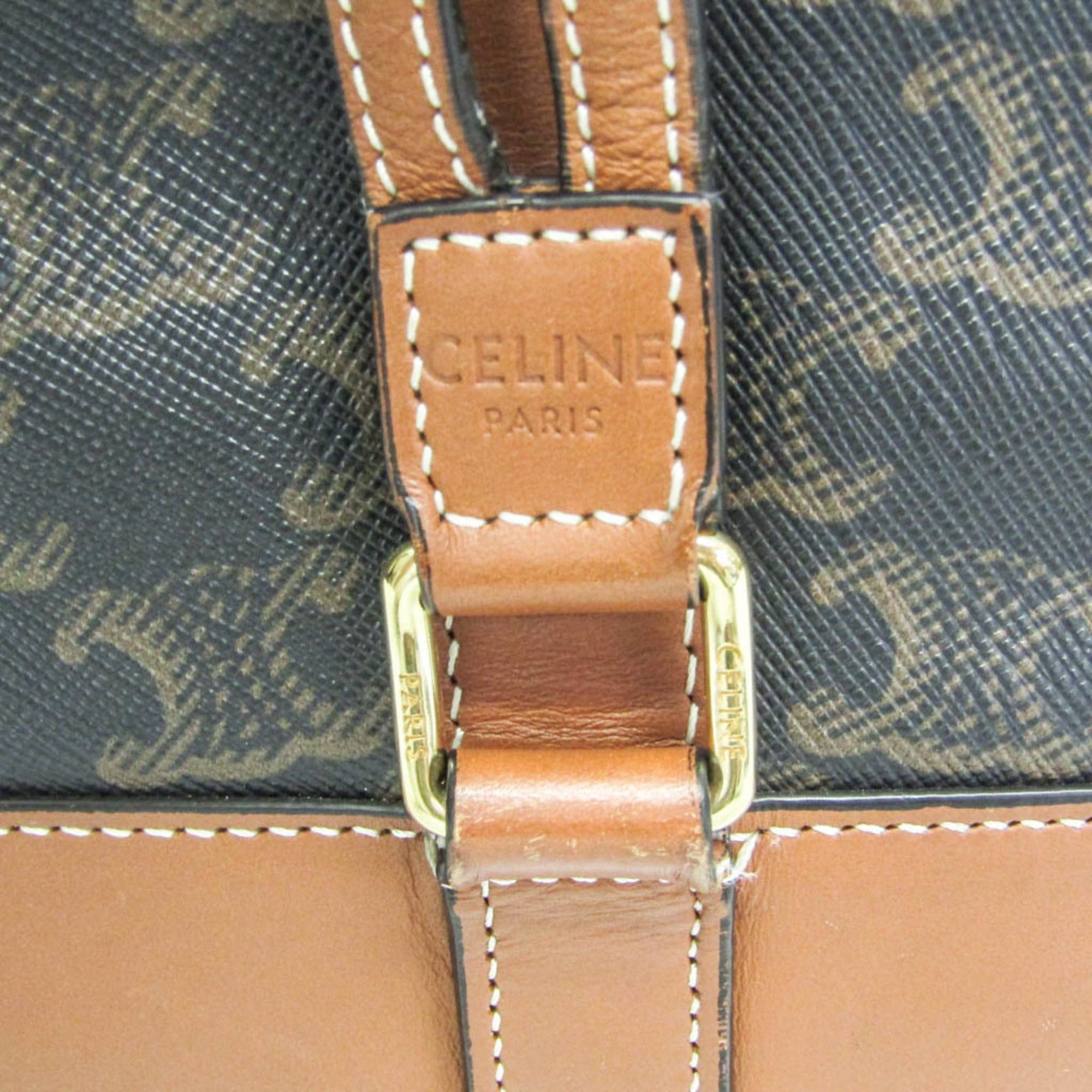 Celine Celine Triomphe Medium Sailor Bag Women,Men PVC,Leather Shoulder Bag Brown,Dark Brown Size ONE SIZE - 18 Thumbnail