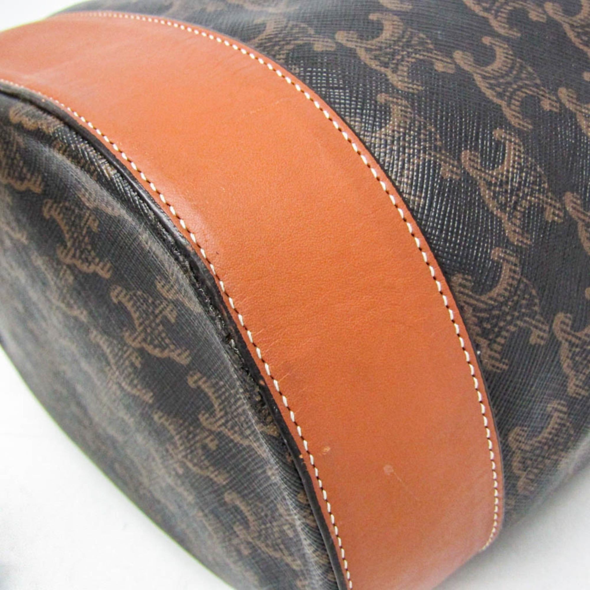 Celine Celine Triomphe Medium Sailor Bag Women,Men PVC,Leather Shoulder Bag Brown,Dark Brown Size ONE SIZE - 8 Thumbnail