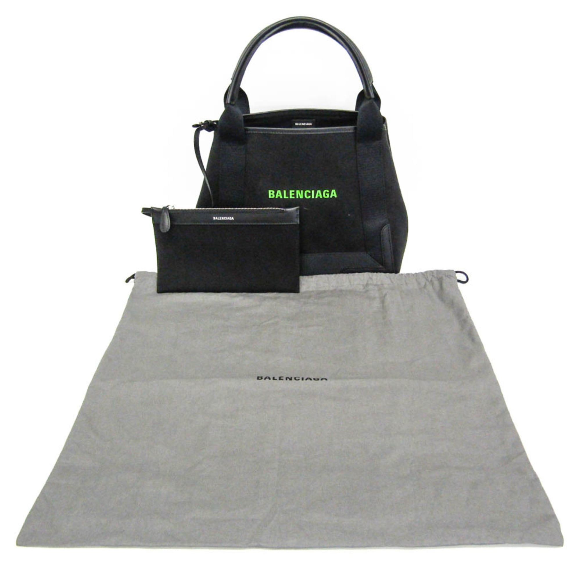 Balenciaga Balenciaga Navy Cabas S 339933 Men,Women Canvas,Leather Handbag,Tote Bag Black Size ONE SIZE - 2 Thumbnail