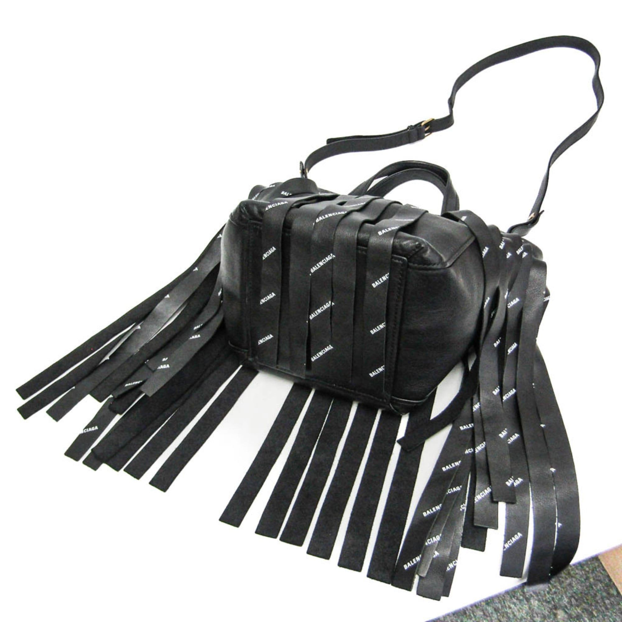 Balenciaga Balenciaga Laundry Cabas XS Fringe 517842 Women's Leather Handbag,Shoulder Bag Black Size ONE SIZE - 2 Thumbnail