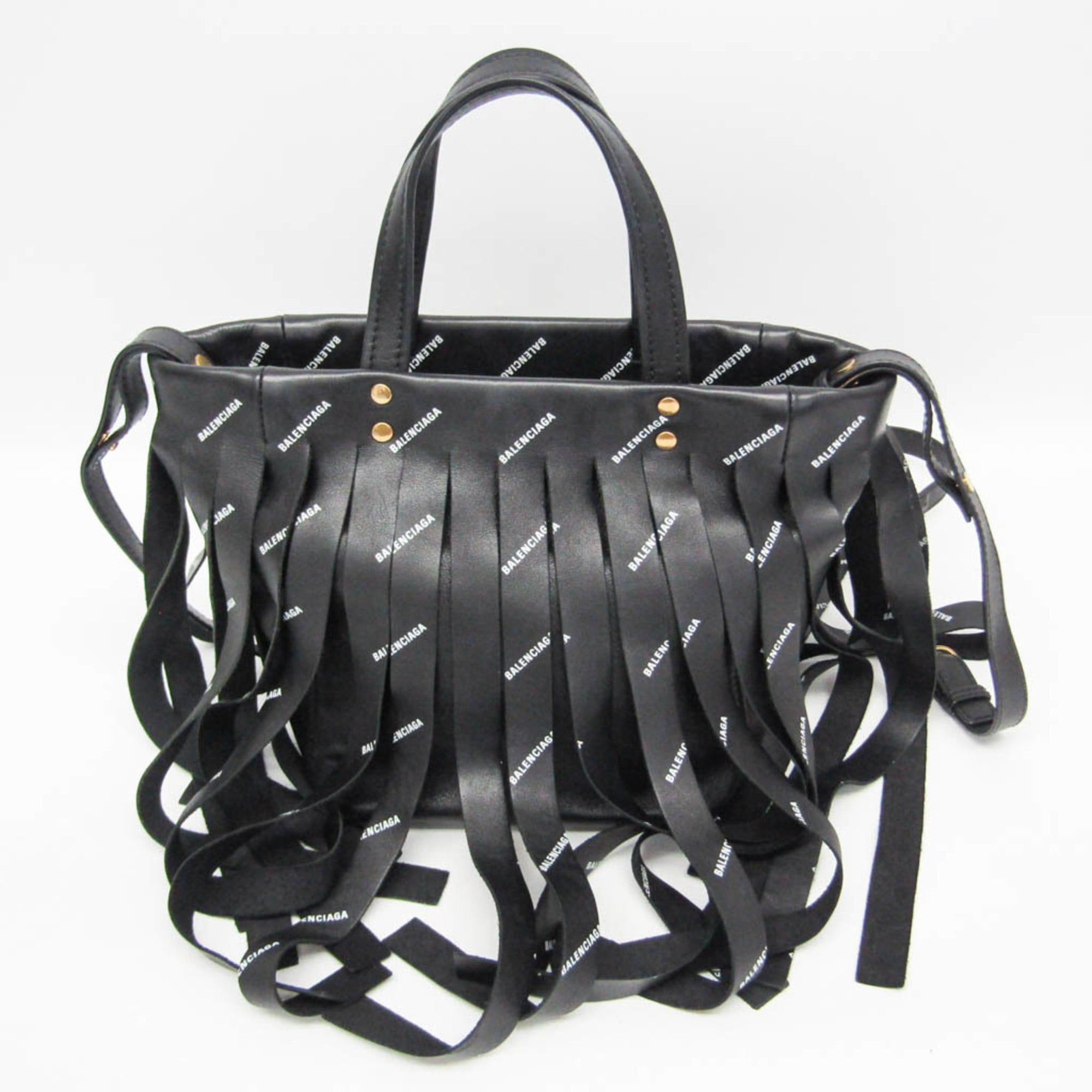 Balenciaga Balenciaga Laundry Cabas XS Fringe 517842 Women's Leather Handbag,Shoulder Bag Black Size ONE SIZE - 16 Thumbnail