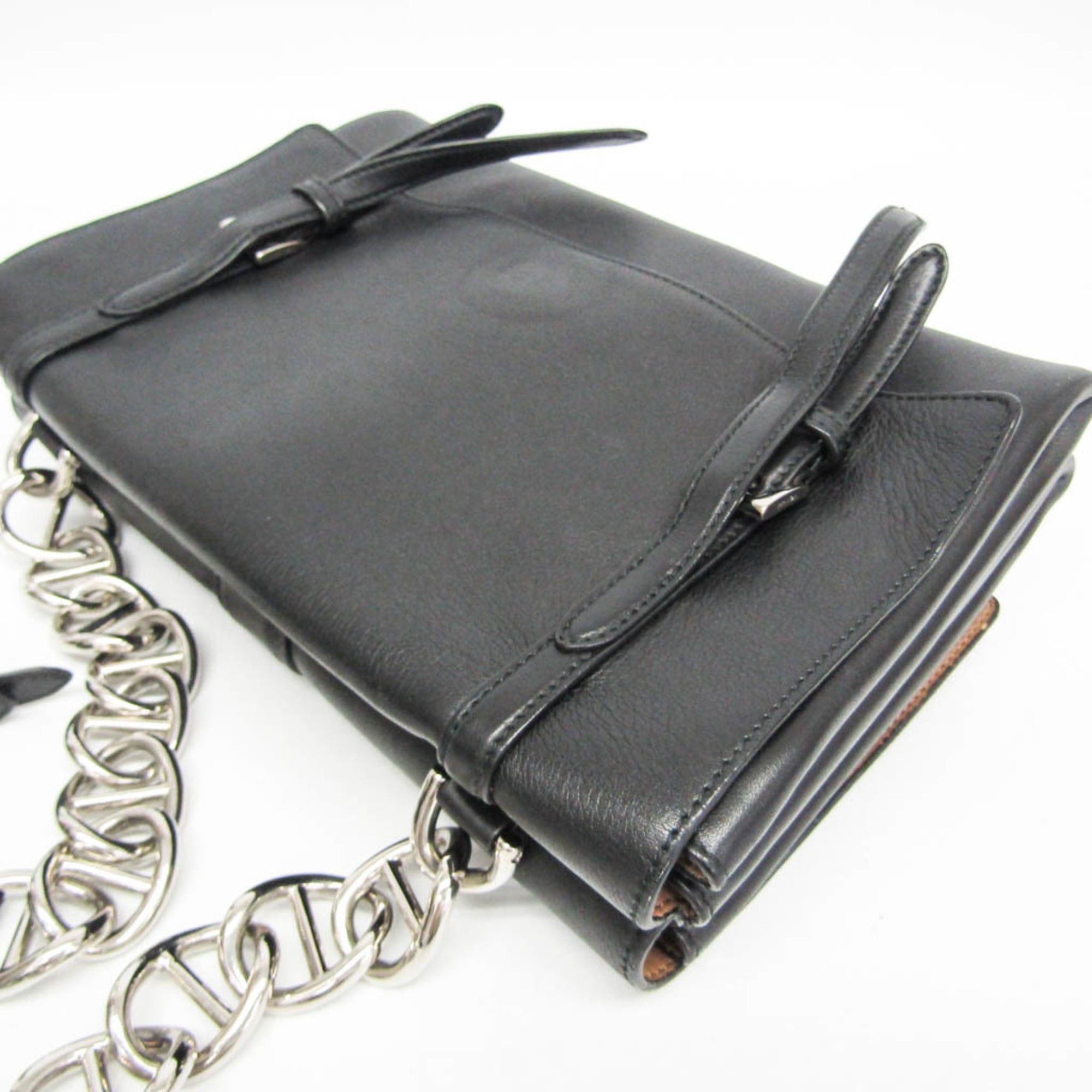 Prada Prada Double Flap Chain Shoulder Bag Women's Leather Shoulder Bag Black Size ONE SIZE - 7 Thumbnail