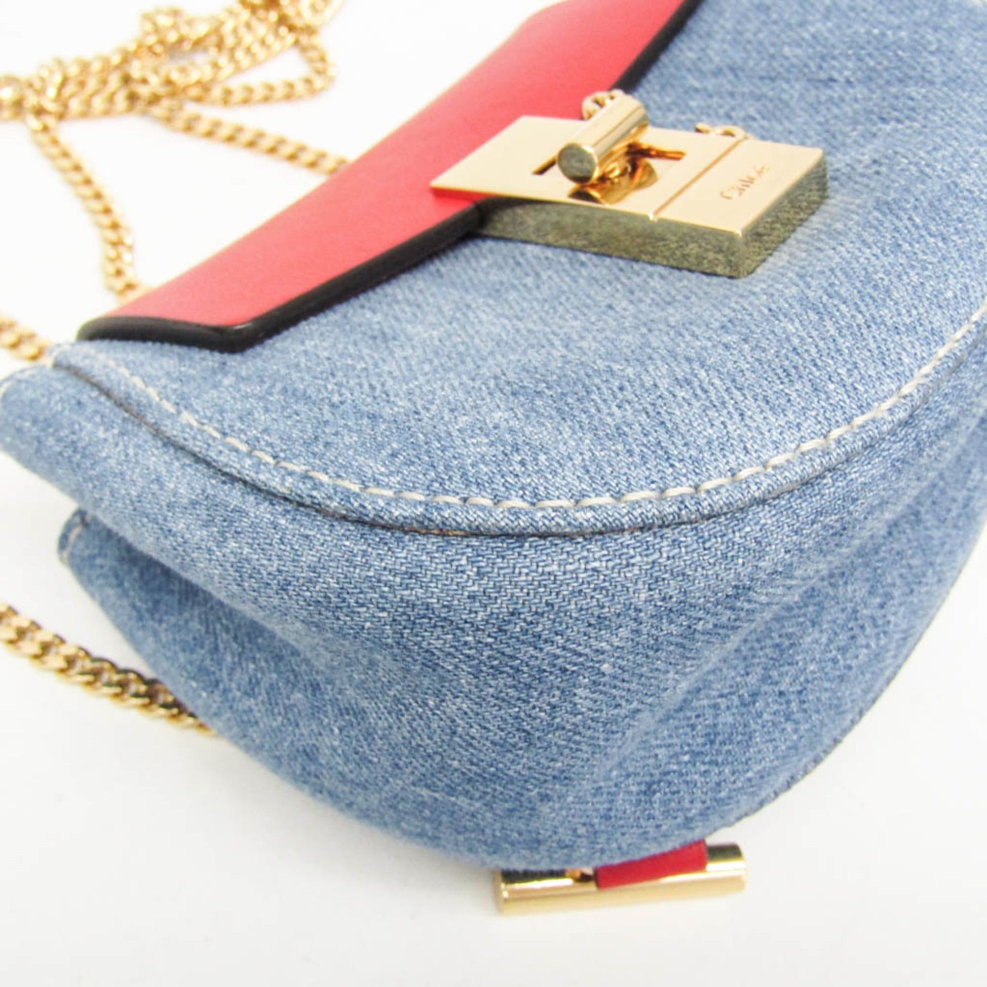 Chloe Chloé Drew Mini Crossbody Backpack CHC21SP100E27664 Women's Denim,Leather Backpack,Shoulder Bag Blue,Red Color Size ONE SIZE - 6 Thumbnail