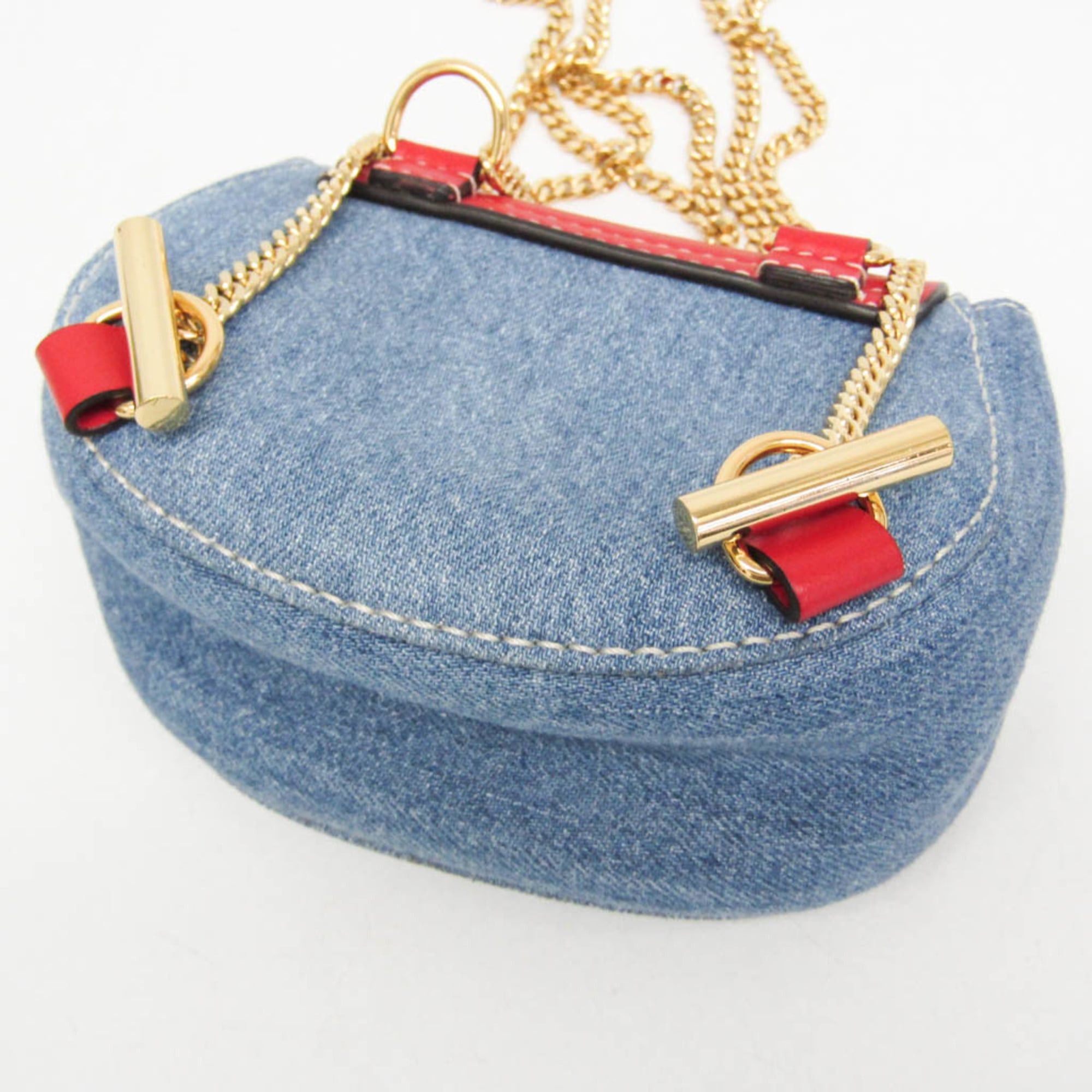 Chloe Chloé Drew Mini Crossbody Backpack CHC21SP100E27664 Women's Denim,Leather Backpack,Shoulder Bag Blue,Red Color Size ONE SIZE - 4 Thumbnail