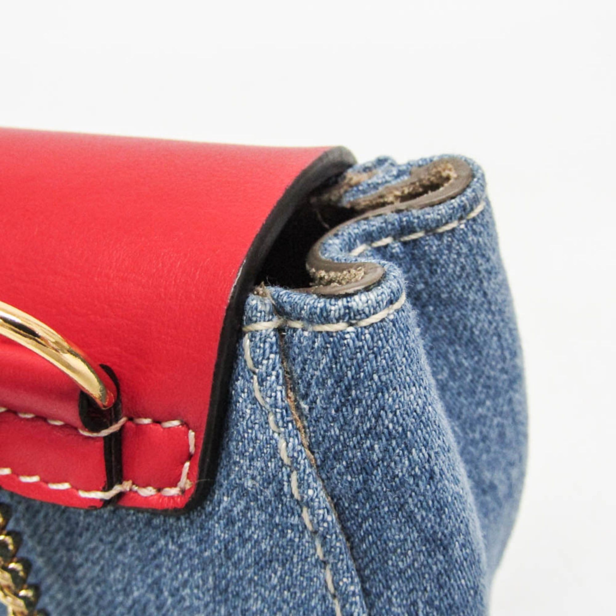 Chloe Chloé Drew Mini Crossbody Backpack CHC21SP100E27664 Women's Denim,Leather Backpack,Shoulder Bag Blue,Red Color Size ONE SIZE - 7 Thumbnail