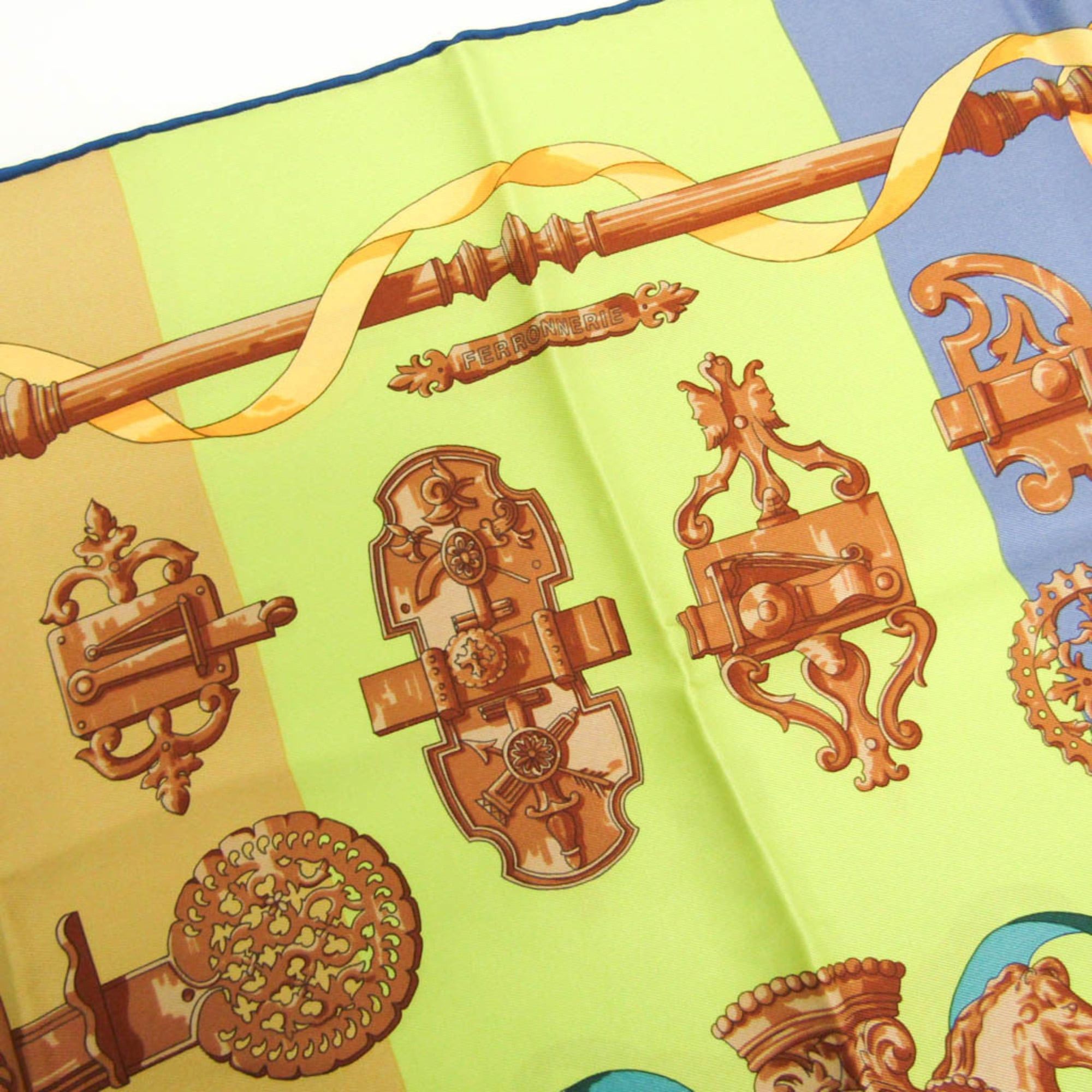 Hermes Hermes Carré 70 FERRONNERIE Women's Silk Scarf Brown,Green,Purple Size ONE SIZE - 4 Thumbnail