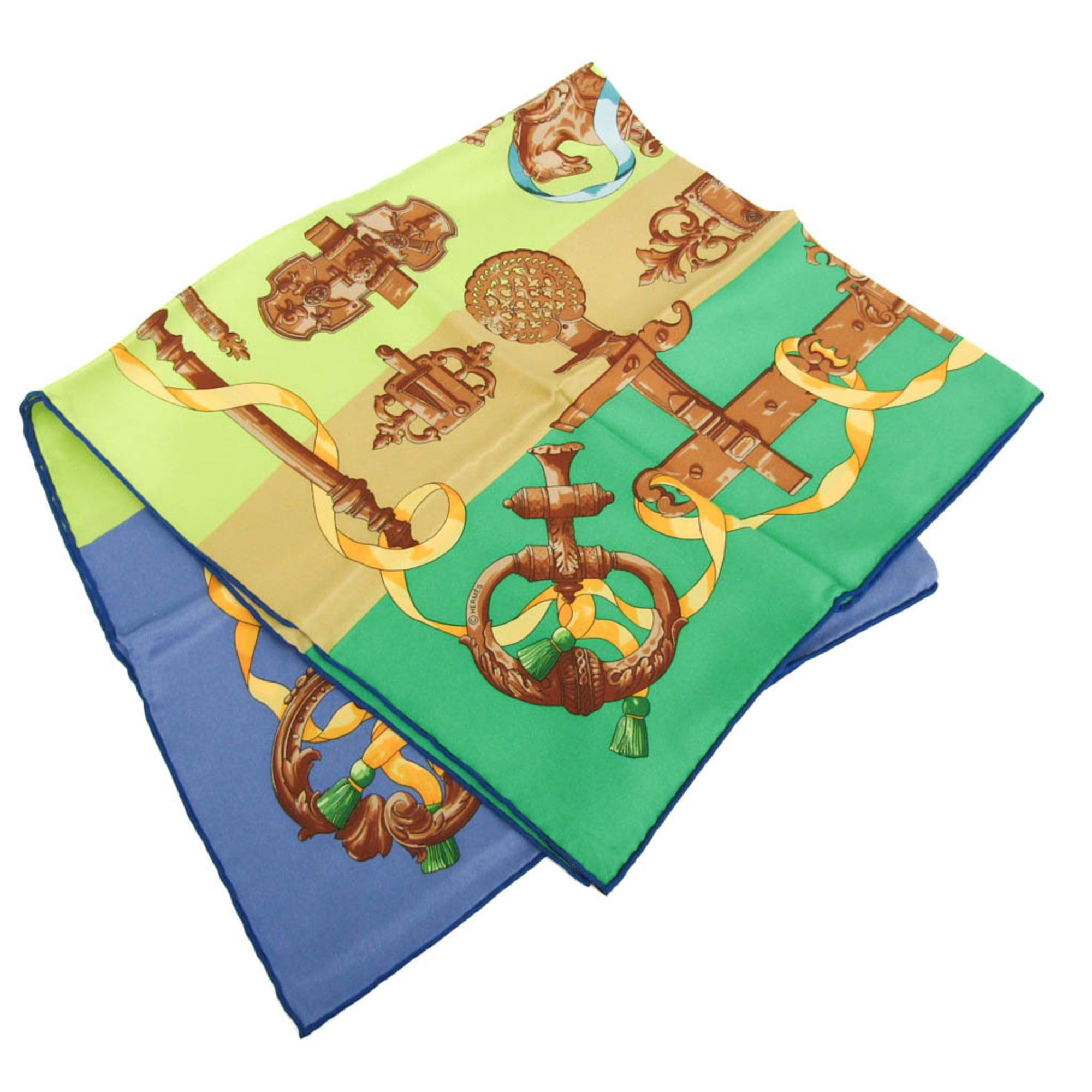 Hermes Hermes Carré 70 FERRONNERIE Women's Silk Scarf Brown,Green,Purple Size ONE SIZE - 3 Thumbnail