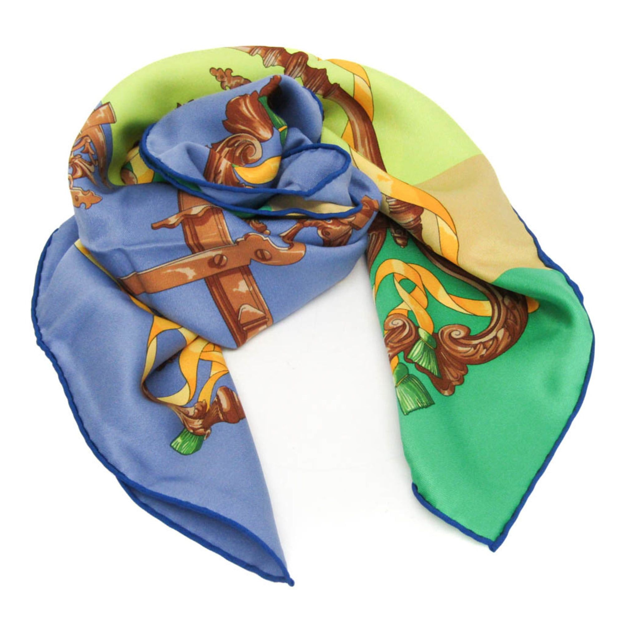 Hermes Hermes Carré 70 FERRONNERIE Women's Silk Scarf Brown,Green,Purple Size ONE SIZE - 2 Thumbnail