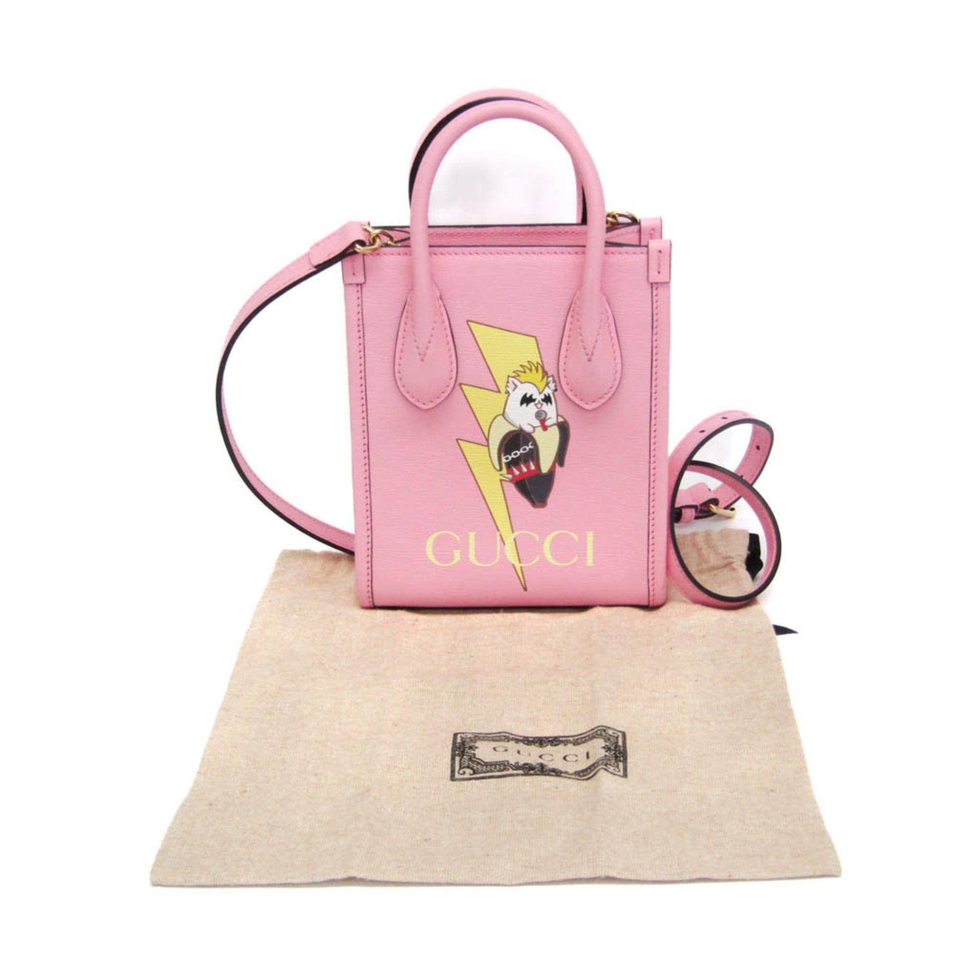 Gucci Gucci X Bananya Metal Bananya 671623 Women's Leather Handbag,Shoulder Bag Pink Size ONE SIZE - 2 Thumbnail