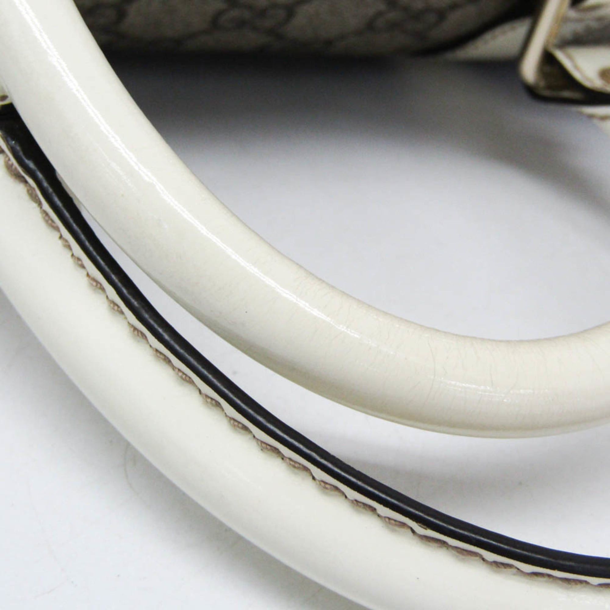 Gucci Gucci 193602 Women's GG Supreme,Leather Boston Bag,Handbag Light Beige,White Size ONE SIZE - 13 Thumbnail