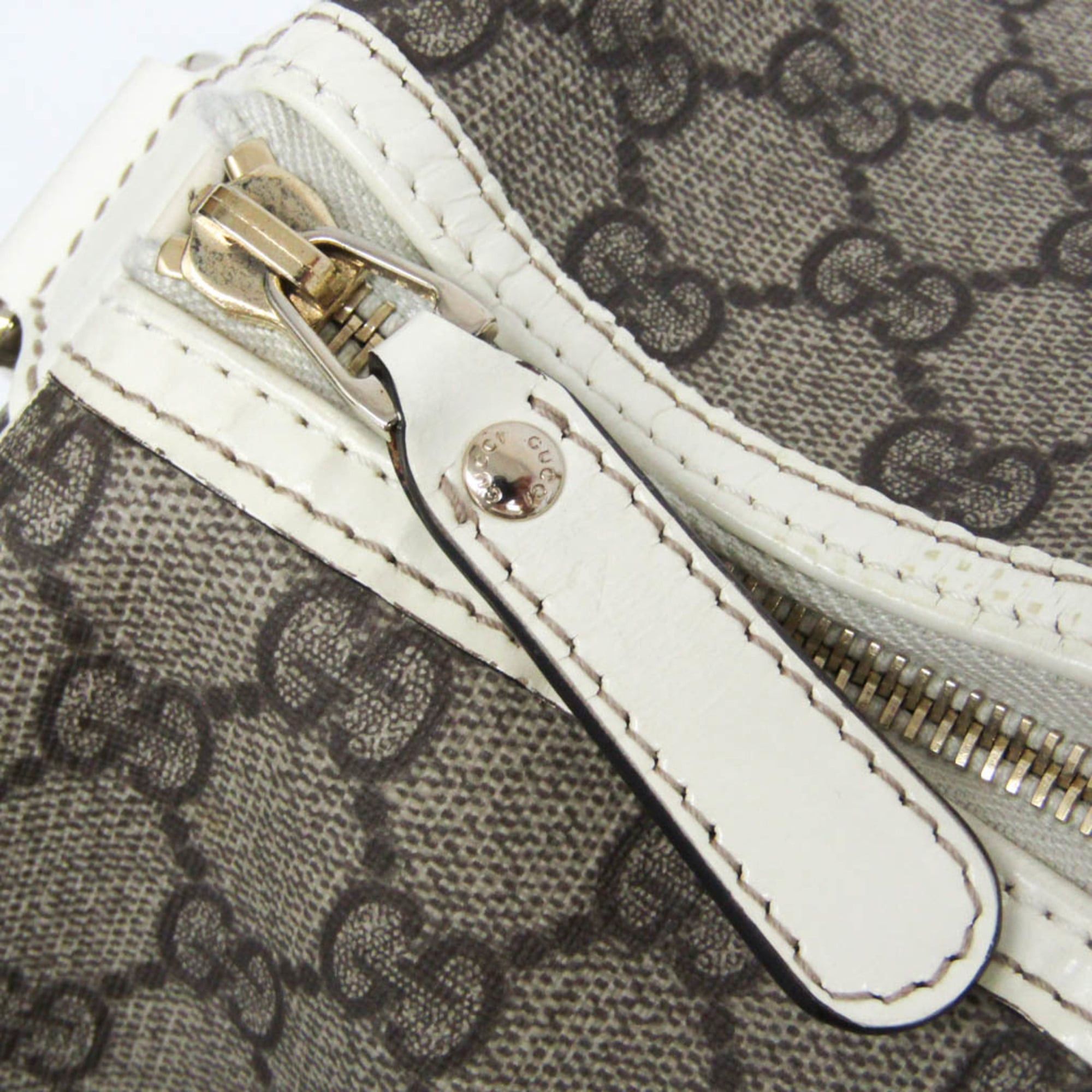 Gucci Gucci 193602 Women's GG Supreme,Leather Boston Bag,Handbag Light Beige,White Size ONE SIZE - 12 Thumbnail
