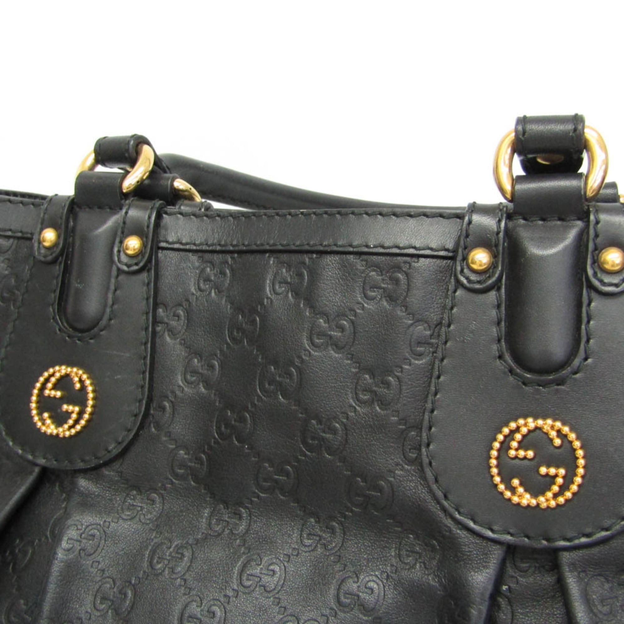 Gucci Gucci Guccissima Interlocking G Scarlet 269953 Women's Leather Handbag,Tote Bag Black Size ONE SIZE - 8 Thumbnail