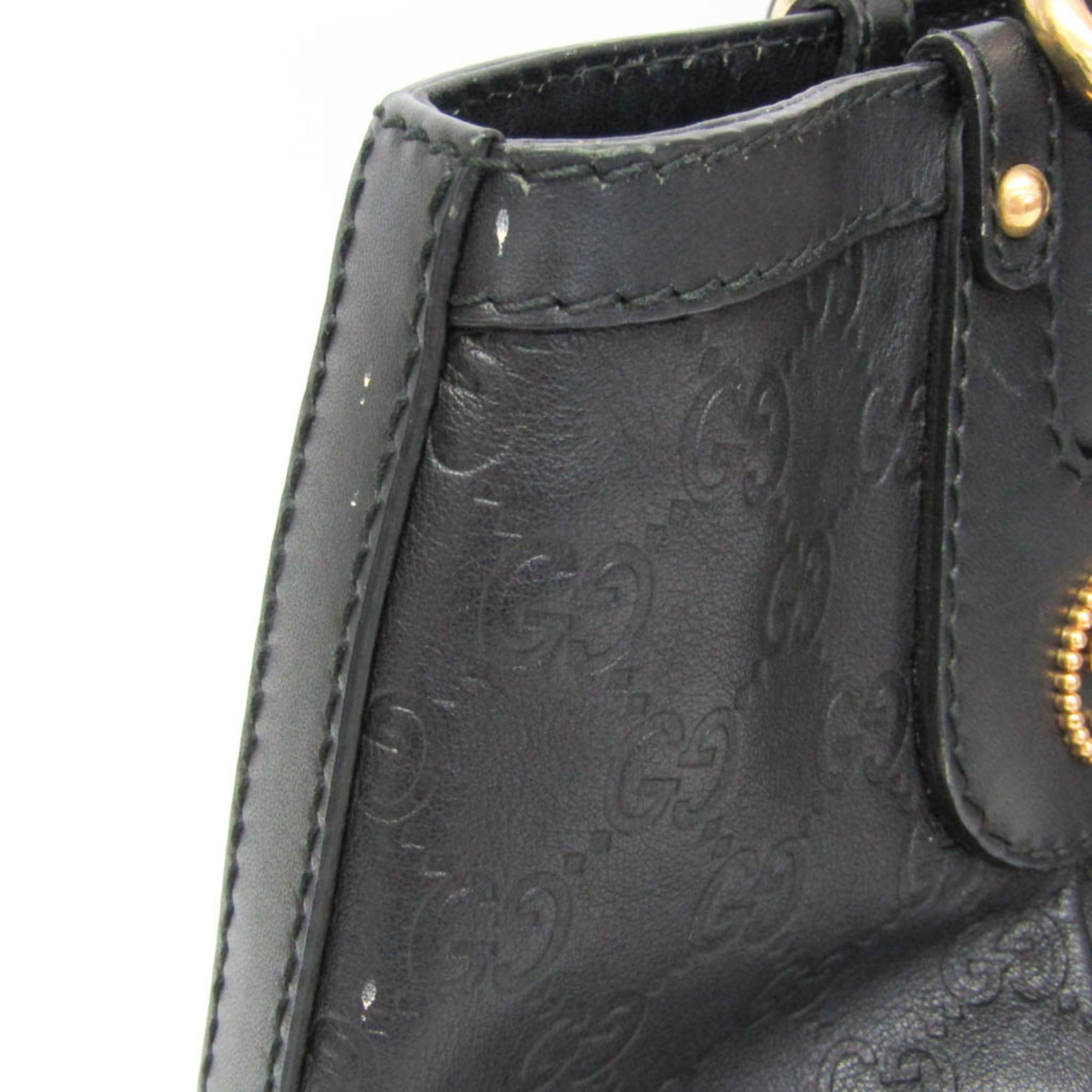 Gucci Gucci Guccissima Interlocking G Scarlet 269953 Women's Leather Handbag,Tote Bag Black Size ONE SIZE - 12 Thumbnail