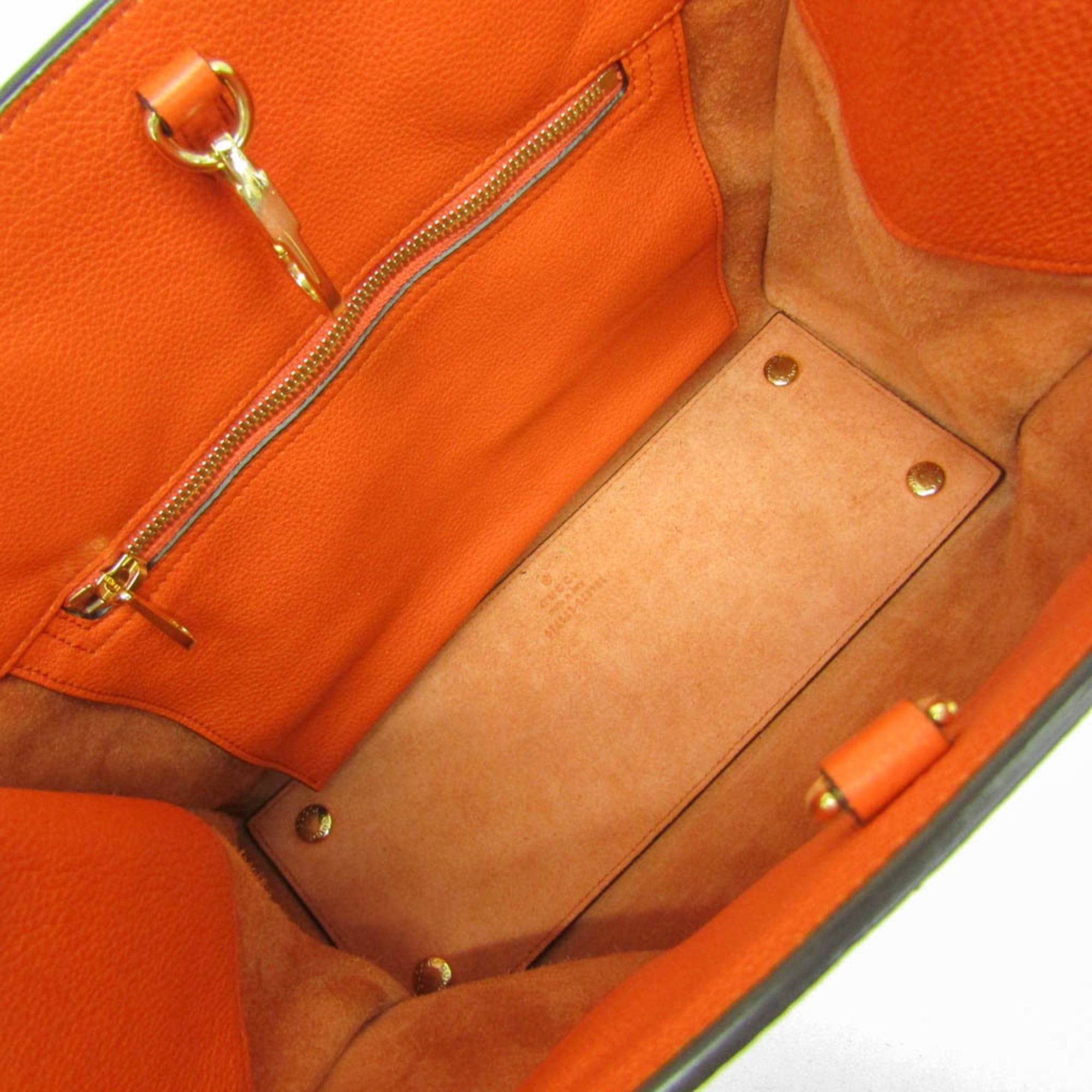 Gucci Gucci Logo Tote 674822 Women's Leather Handbag,Shoulder Bag Orange Size ONE SIZE - 3 Thumbnail