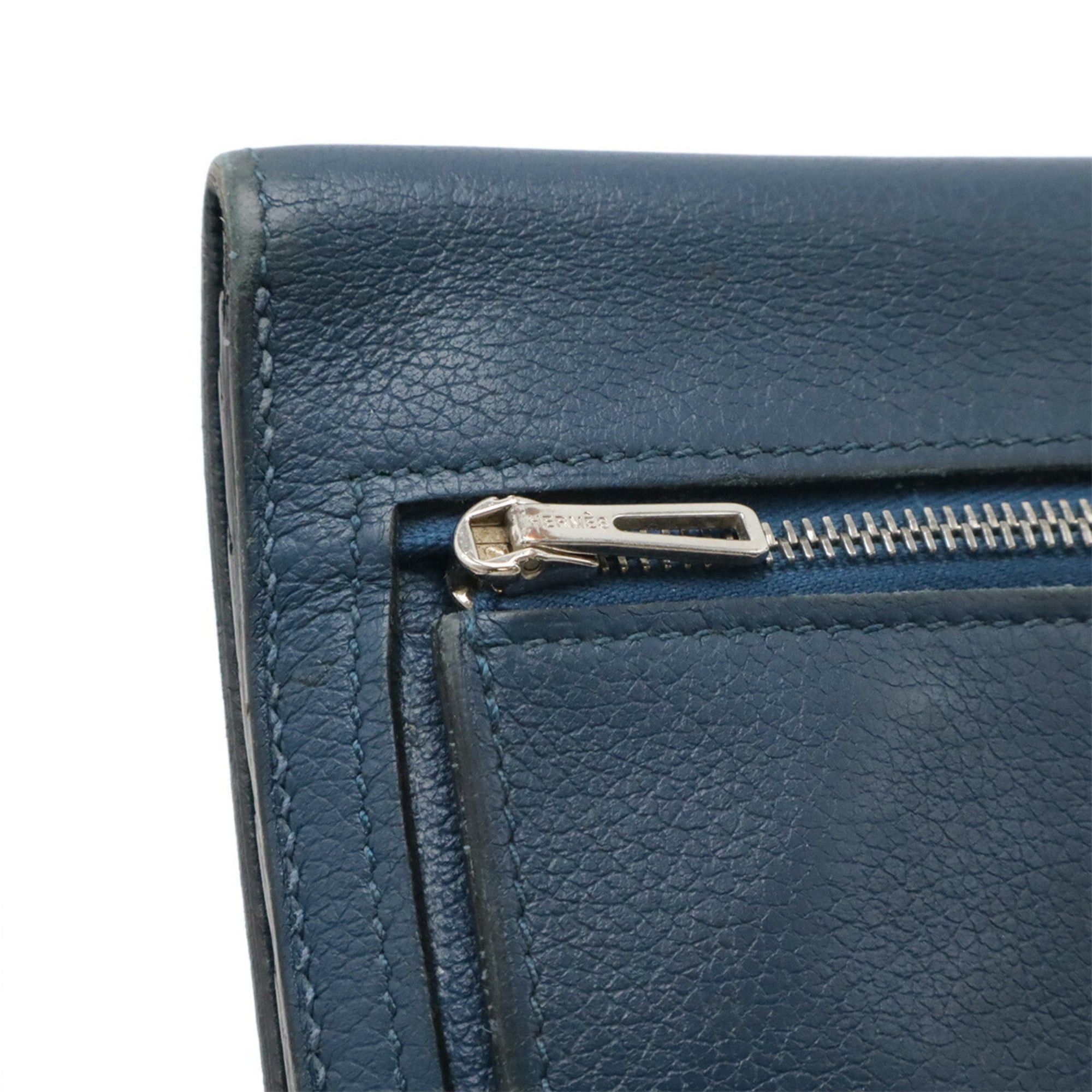 Hermes HERMES Dogon Rect Verso Long Bi-fold Wallet Leather Blue D Stamp Size ONE SIZE - 6 Thumbnail
