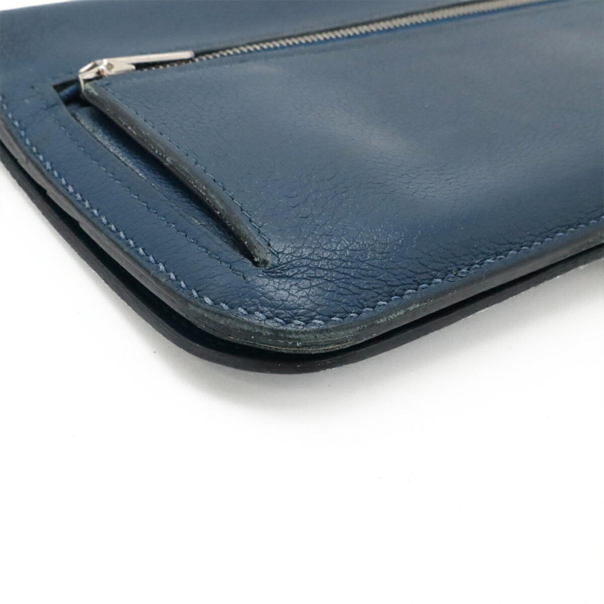 Hermes HERMES Dogon Rect Verso Long Bi-fold Wallet Leather Blue D Stamp Size ONE SIZE - 4 Thumbnail